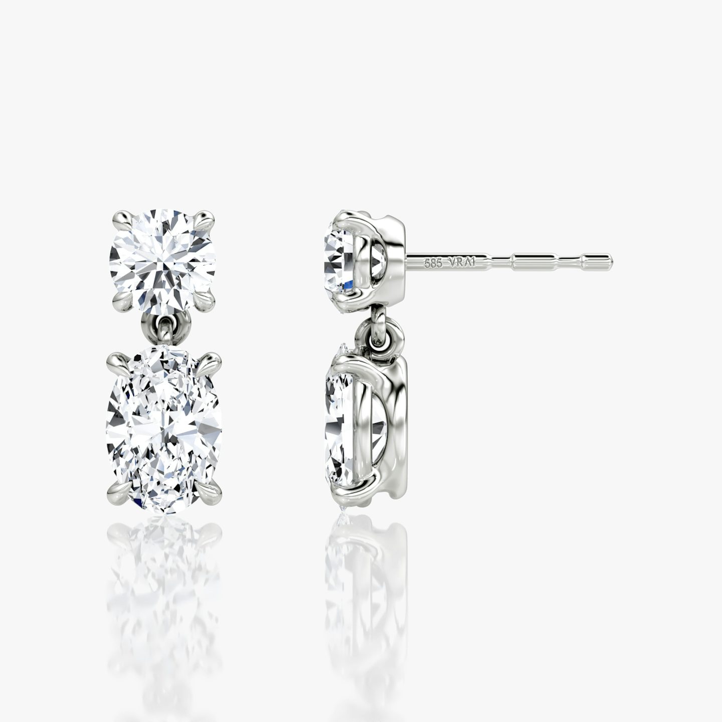 Signature Drop Earring | Round Brilliant and Oval | 14k | 18k White Gold | Carat weight: 3/4
