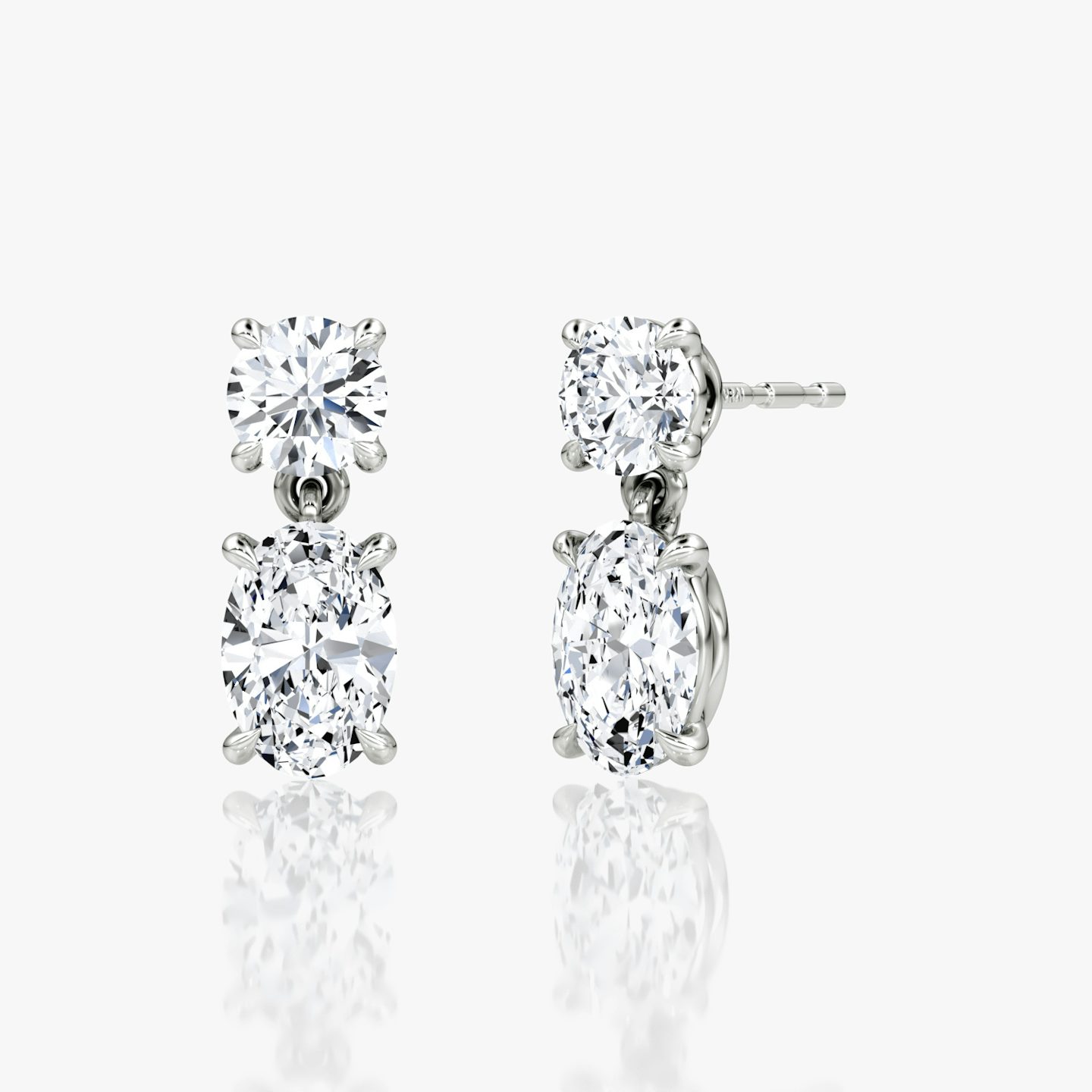 Signature Drop Earring | Round Brilliant and Oval | 14k | 18k White Gold | Carat weight: 3/4