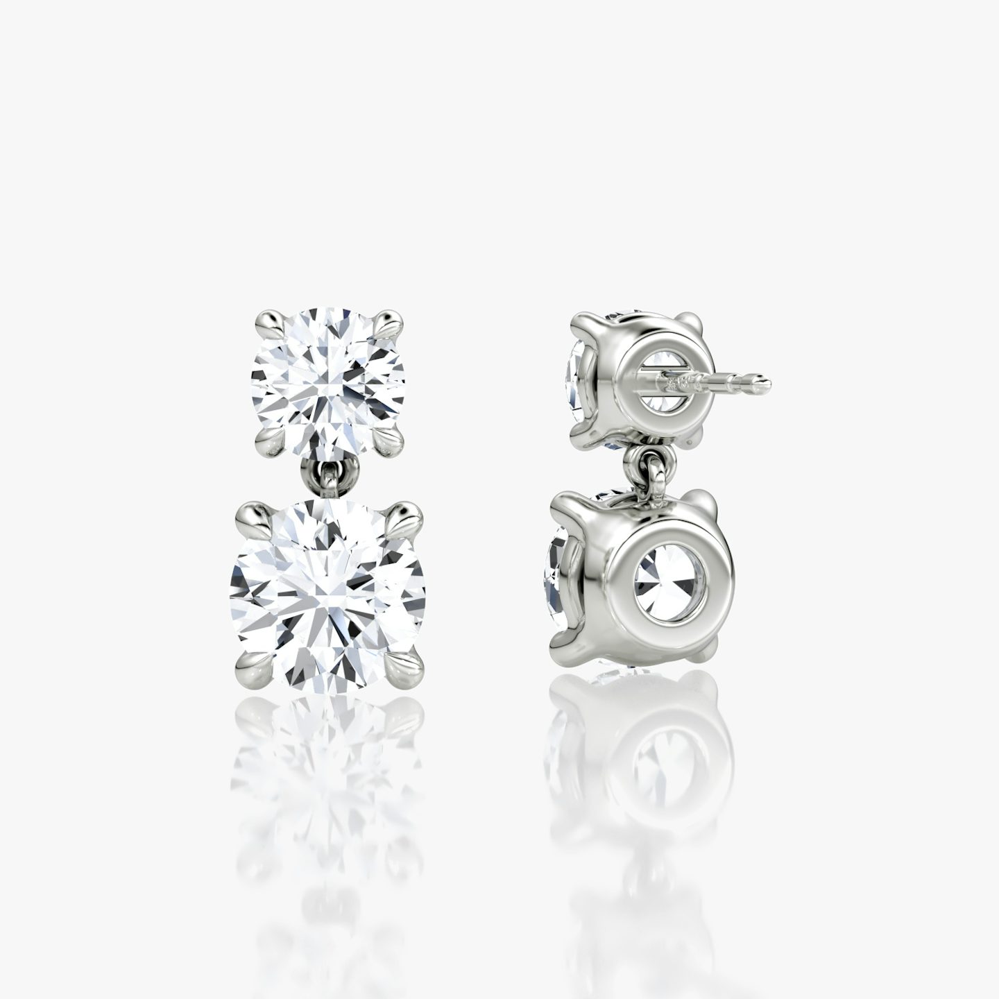 Signature Drop Earring | Round Brilliant and Round Brilliant | 14k | 18k White Gold | Carat weight: 1½