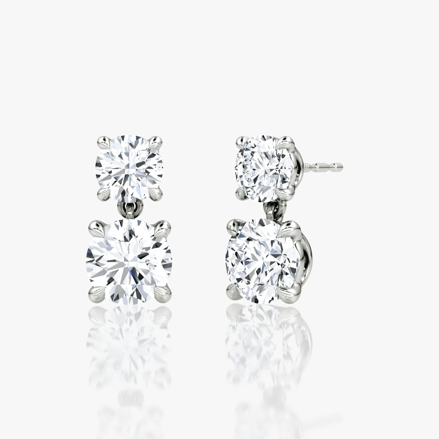 Signature Drop Earring | Round Brilliant and Round Brilliant | 14k | 18k White Gold | Carat weight: 1½