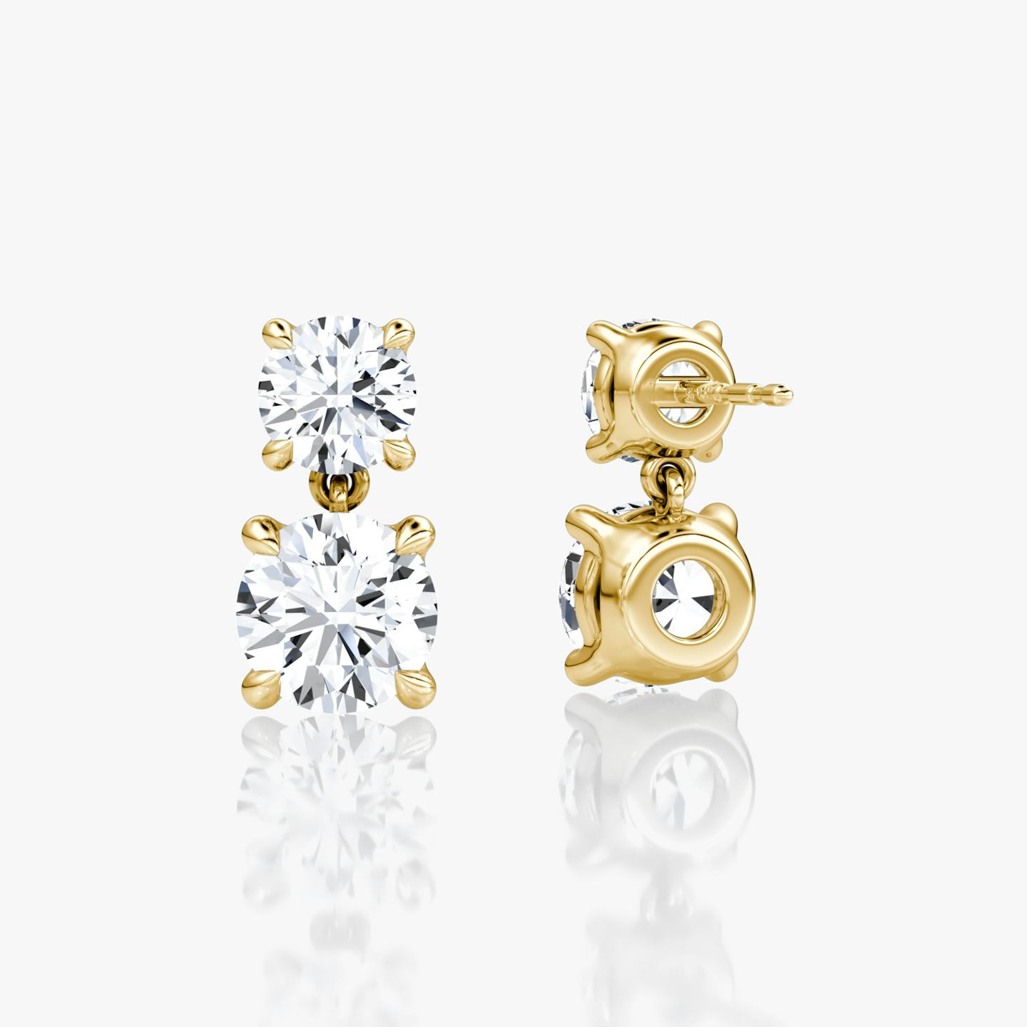 Signature Drop Earring | Round Brilliant and Round Brilliant | 14k | 18k Yellow Gold | Carat weight: 1½