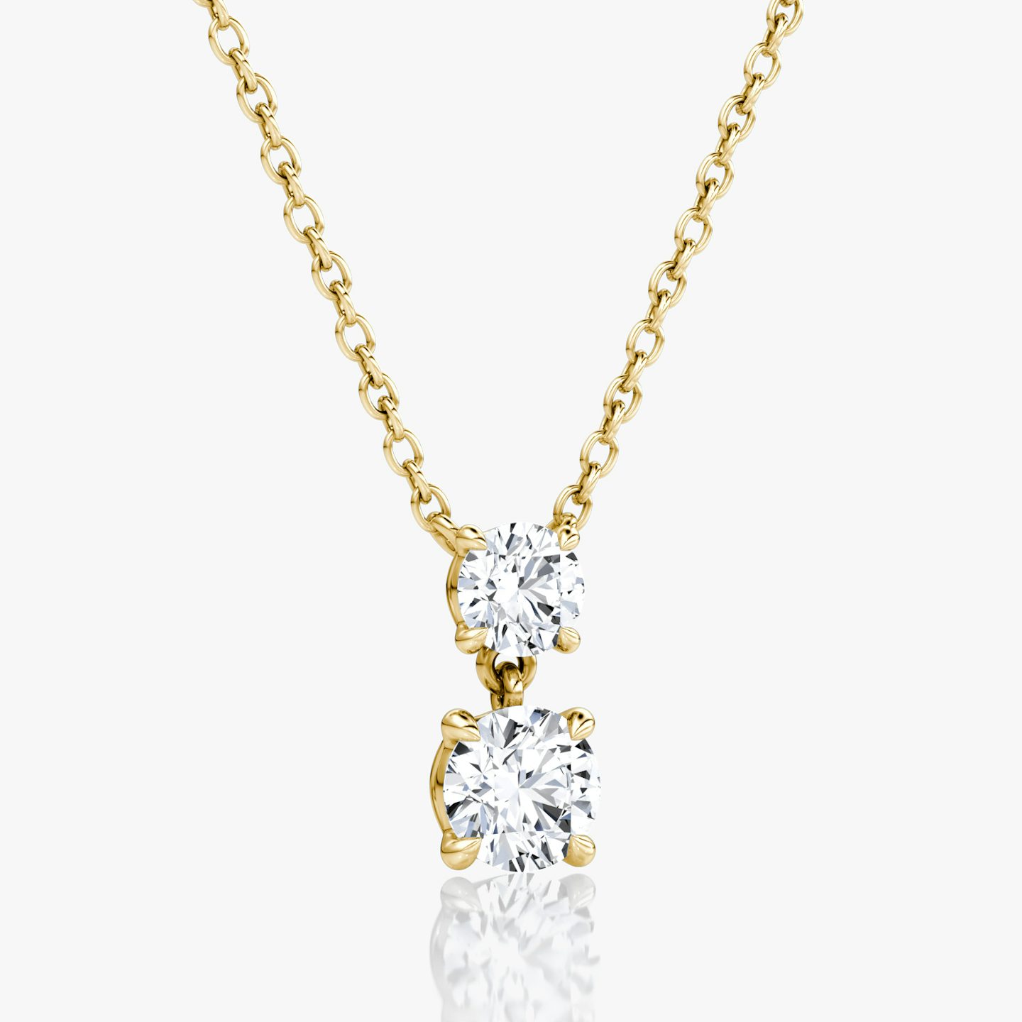 Signature Duo Drop Necklace | Round Brilliant and Round Brilliant | 14k | 18k Yellow Gold | Carat weight: 3/4