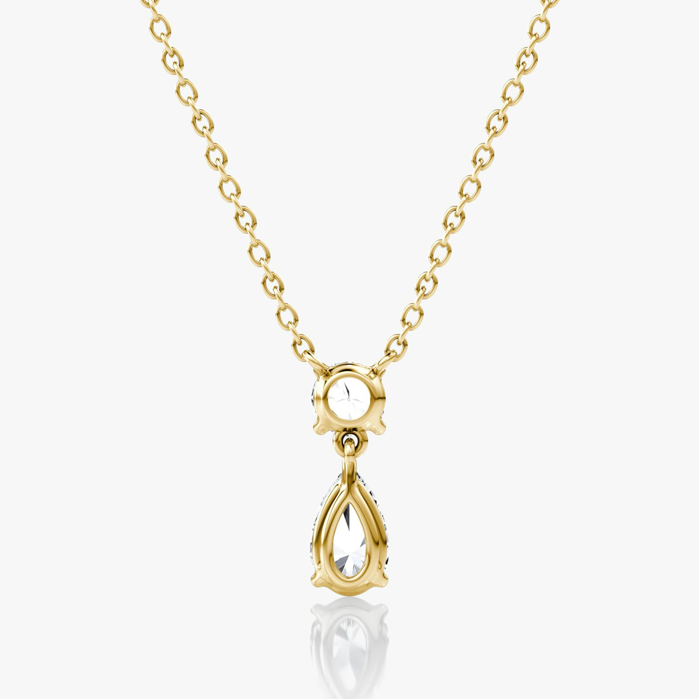 Signature Duo Drop Necklace | round-brilliant+pear | 14k | yellow-gold | caratWeight: 0.75ct