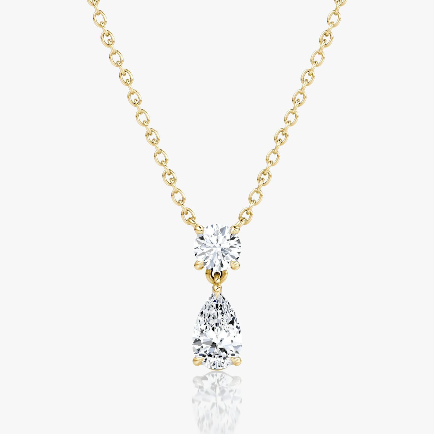 Signature Duo Drop Halskette | round-brilliant+pear | 14k | yellow-gold | caratWeight: 0.75ct