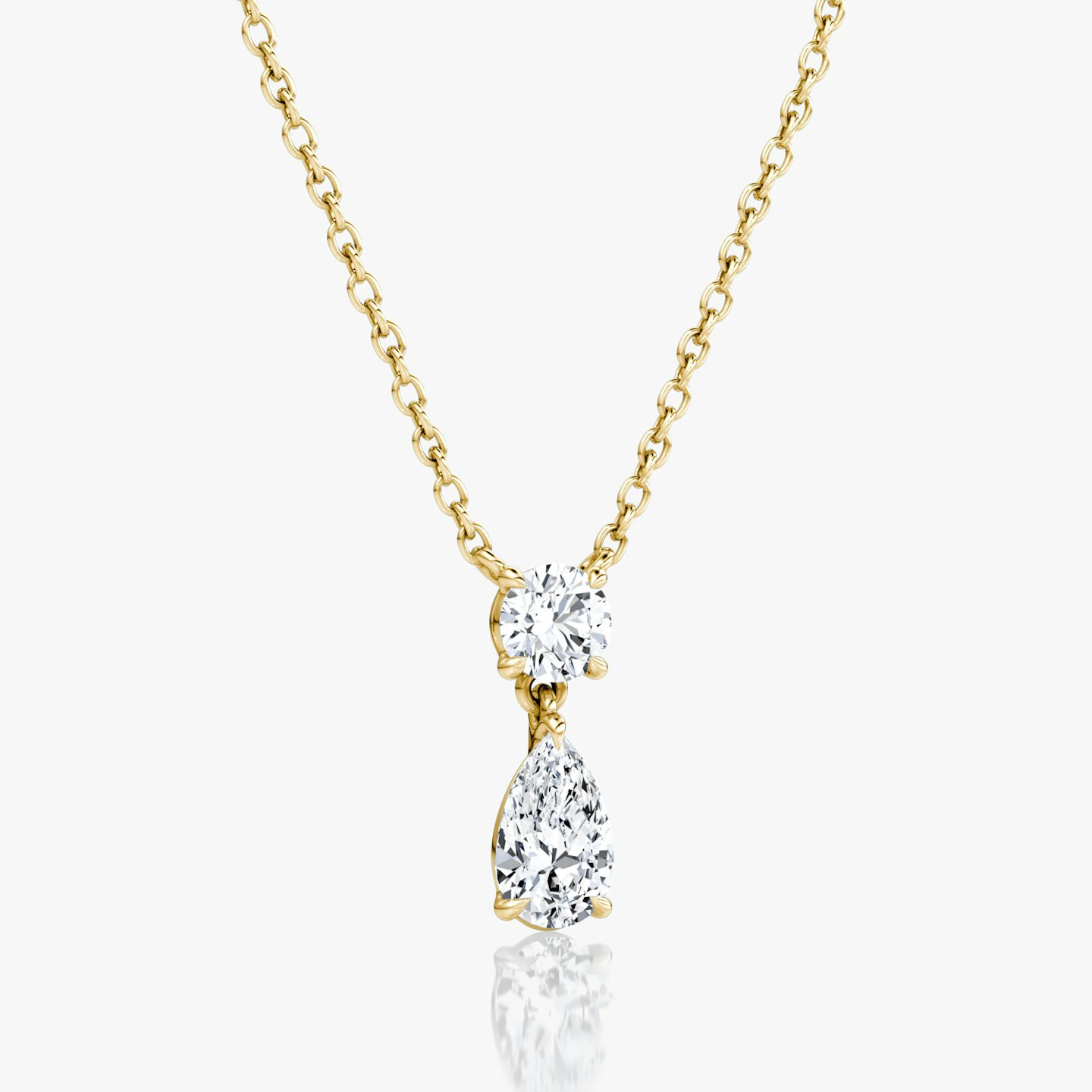 Signature Duo Drop Necklace | round-brilliant+pear | 14k | yellow-gold | caratWeight: 0.75ct
