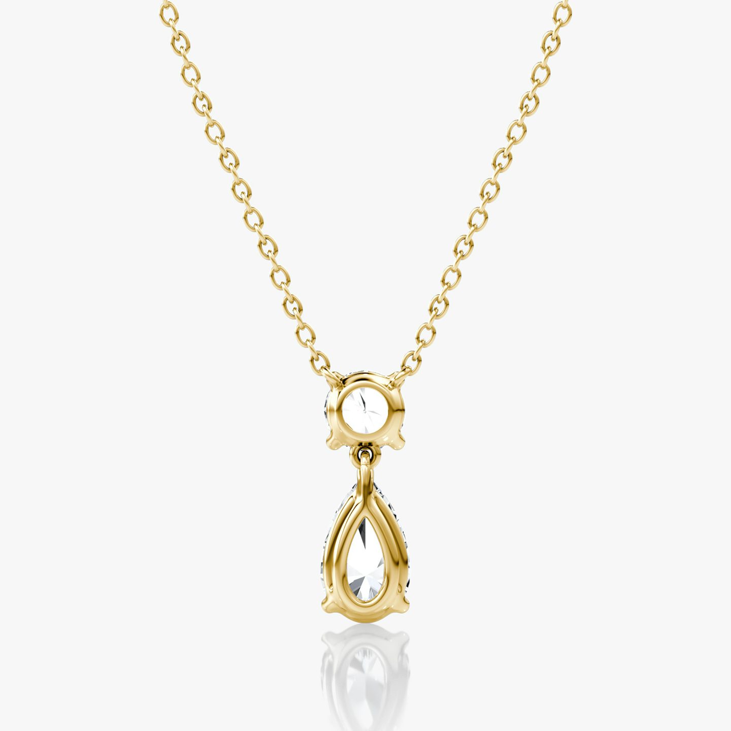 Signature Duo Drop Necklace | Round Brilliant and Pear | 14k | 18k Yellow Gold | Carat weight: 1½
