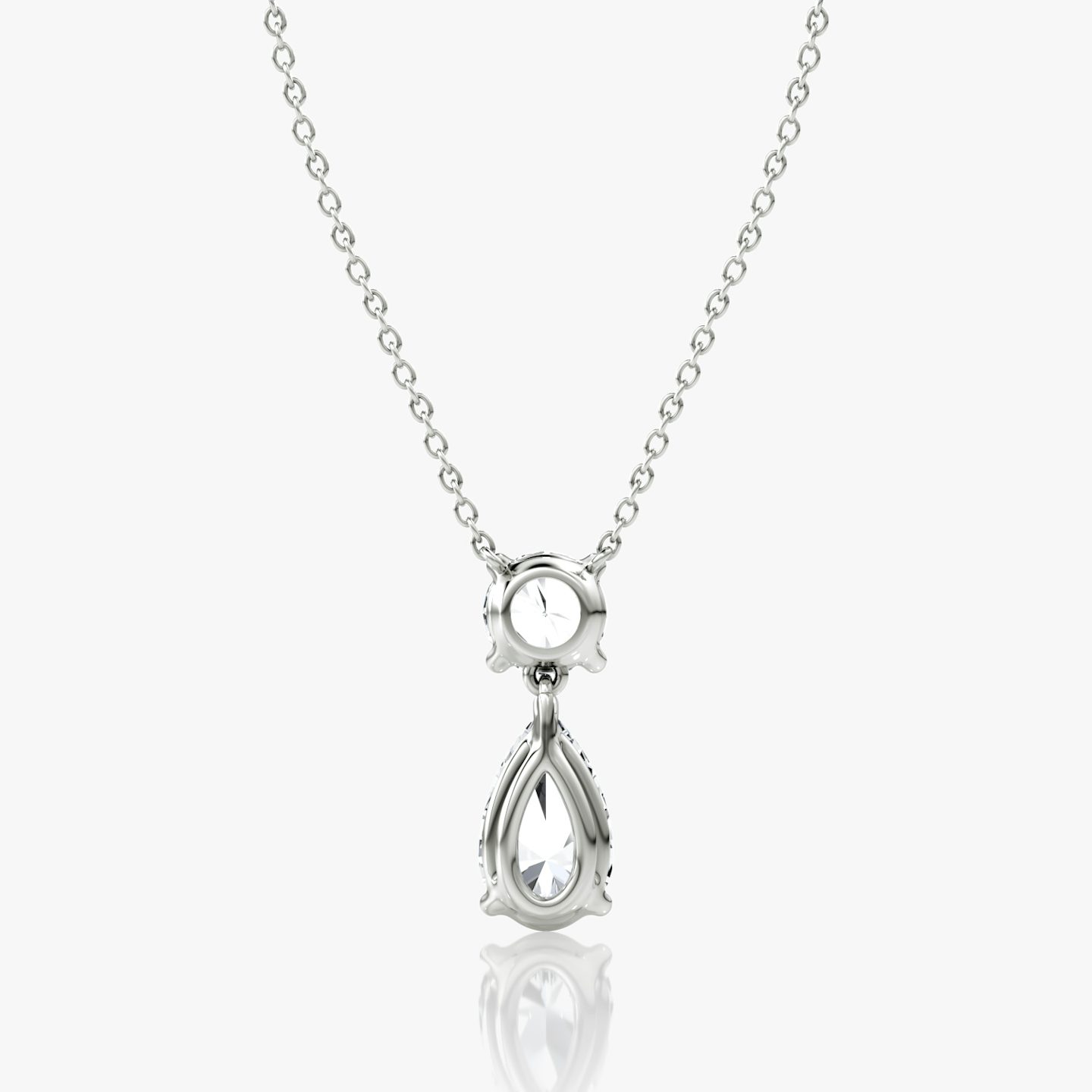 Signature Duo Drop Necklace | Round Brilliant and Pear | 14k | 18k White Gold | Carat weight: 3