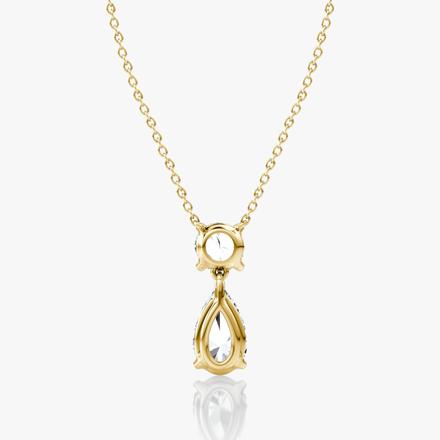 Signature Duo Drop Necklace | Round Brilliant and Pear | 14k | 18k Yellow Gold | Carat weight: 3