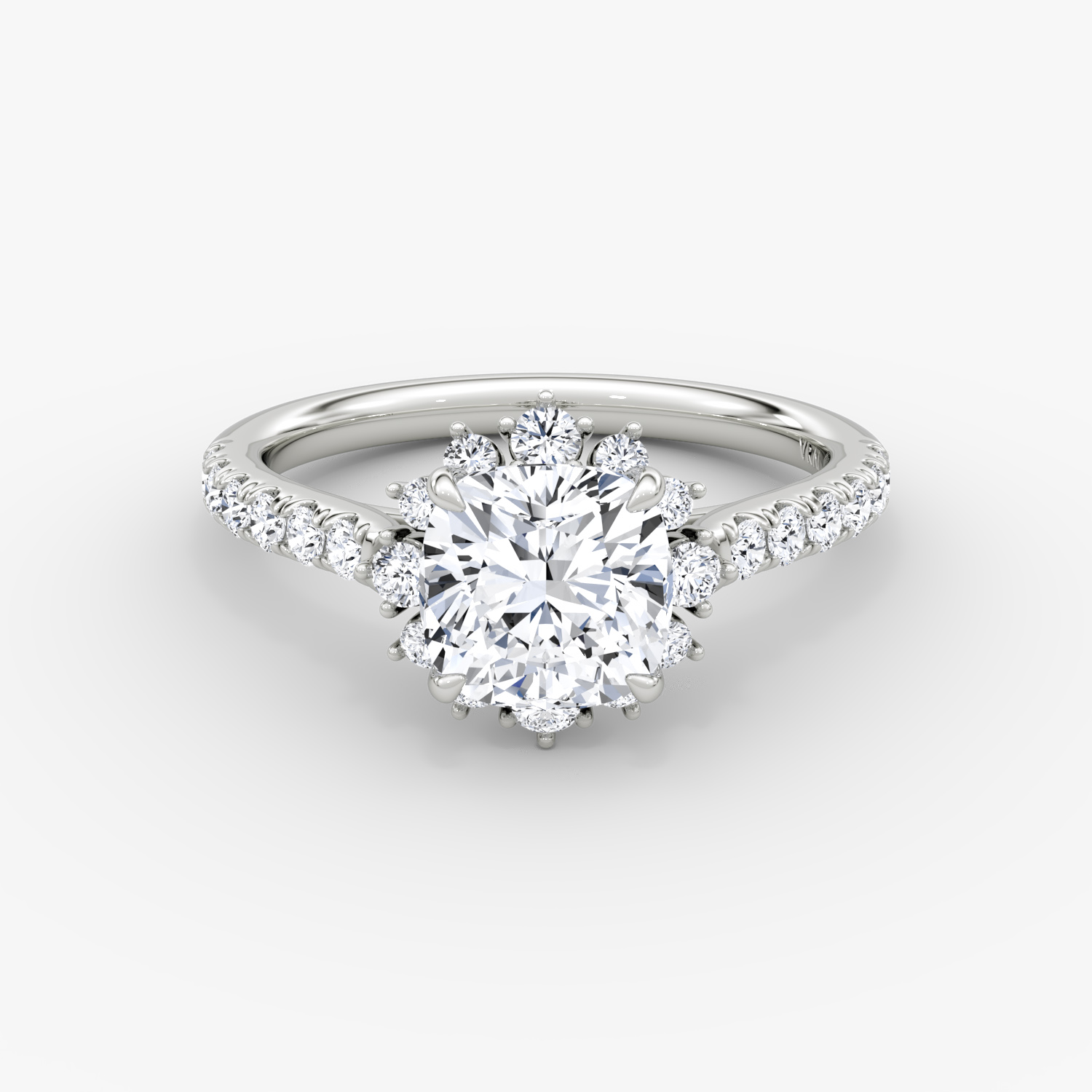Aurora Halo Cushion Engagement Ring | 18k White Gold