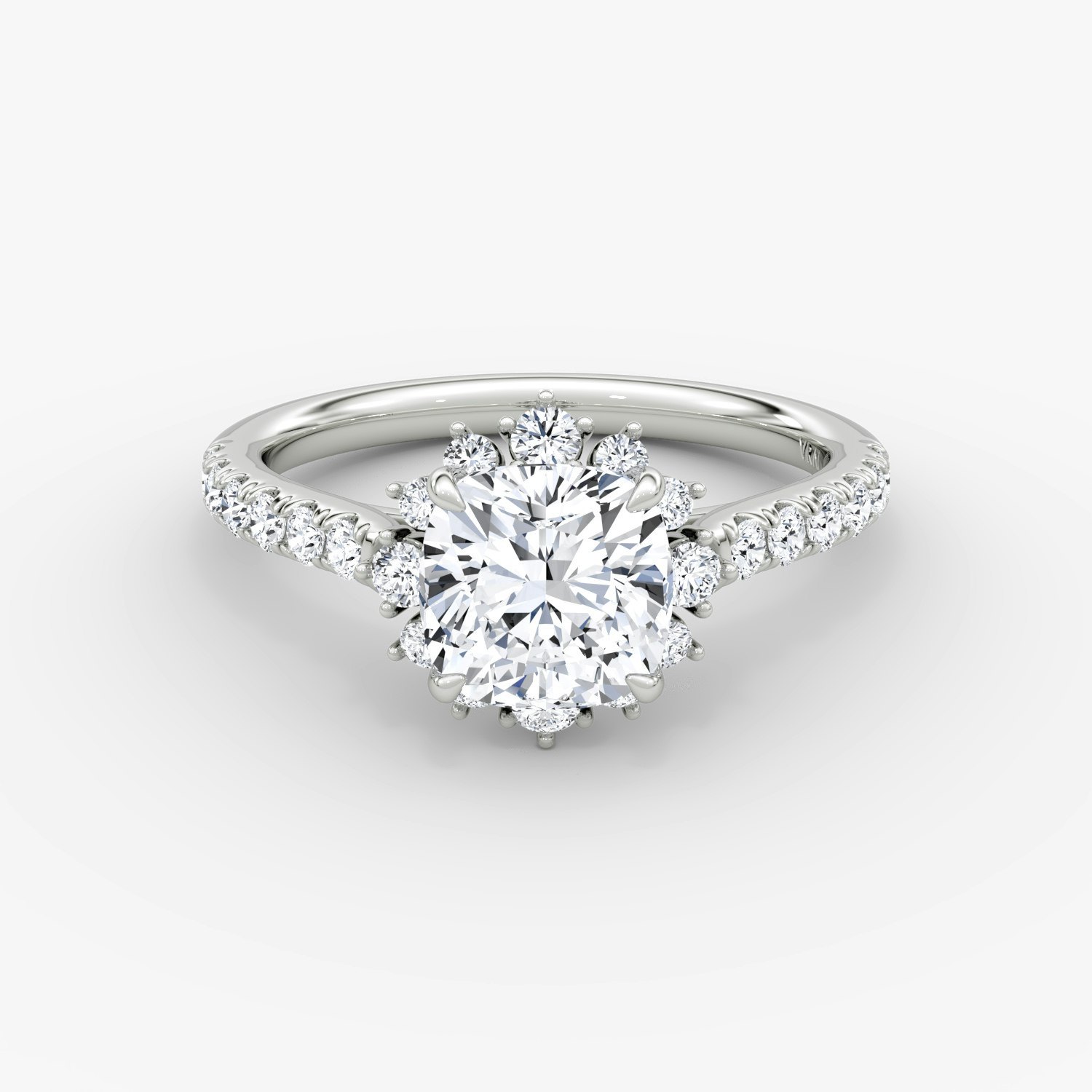 Aurora Halo Cushion Engagement Ring | 18k White Gold