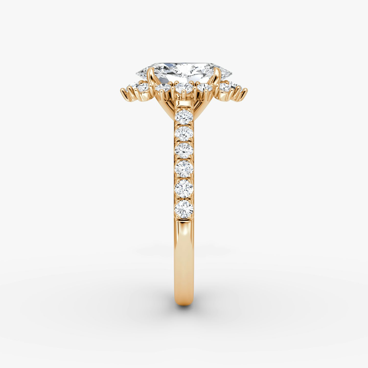 The Aurora Halo | Oval | 14k | 14k Rose Gold | Band: Pavé | Diamond orientation: vertical | Carat weight: See full inventory
