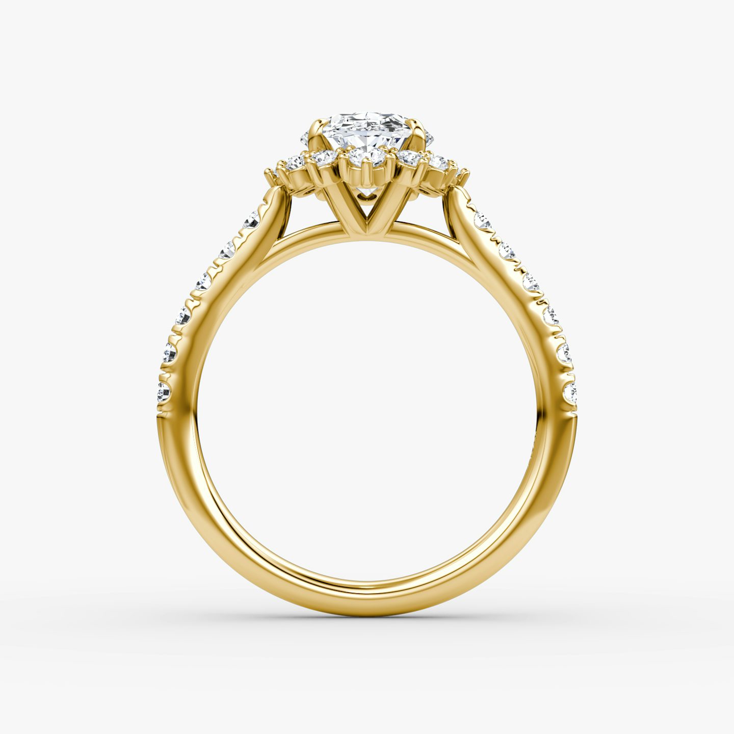 The Aurora Halo | Oval | 18k | 18k Yellow Gold | Band: Pavé | Diamond orientation: vertical | Carat weight: See full inventory