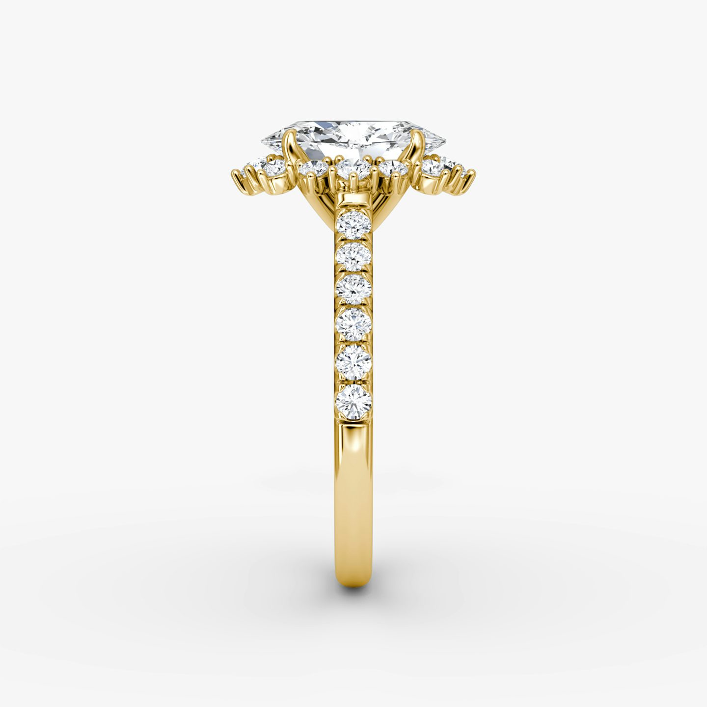 The Aurora Halo | Oval | 18k | 18k Yellow Gold | Band: Pavé | Diamond orientation: vertical | Carat weight: See full inventory