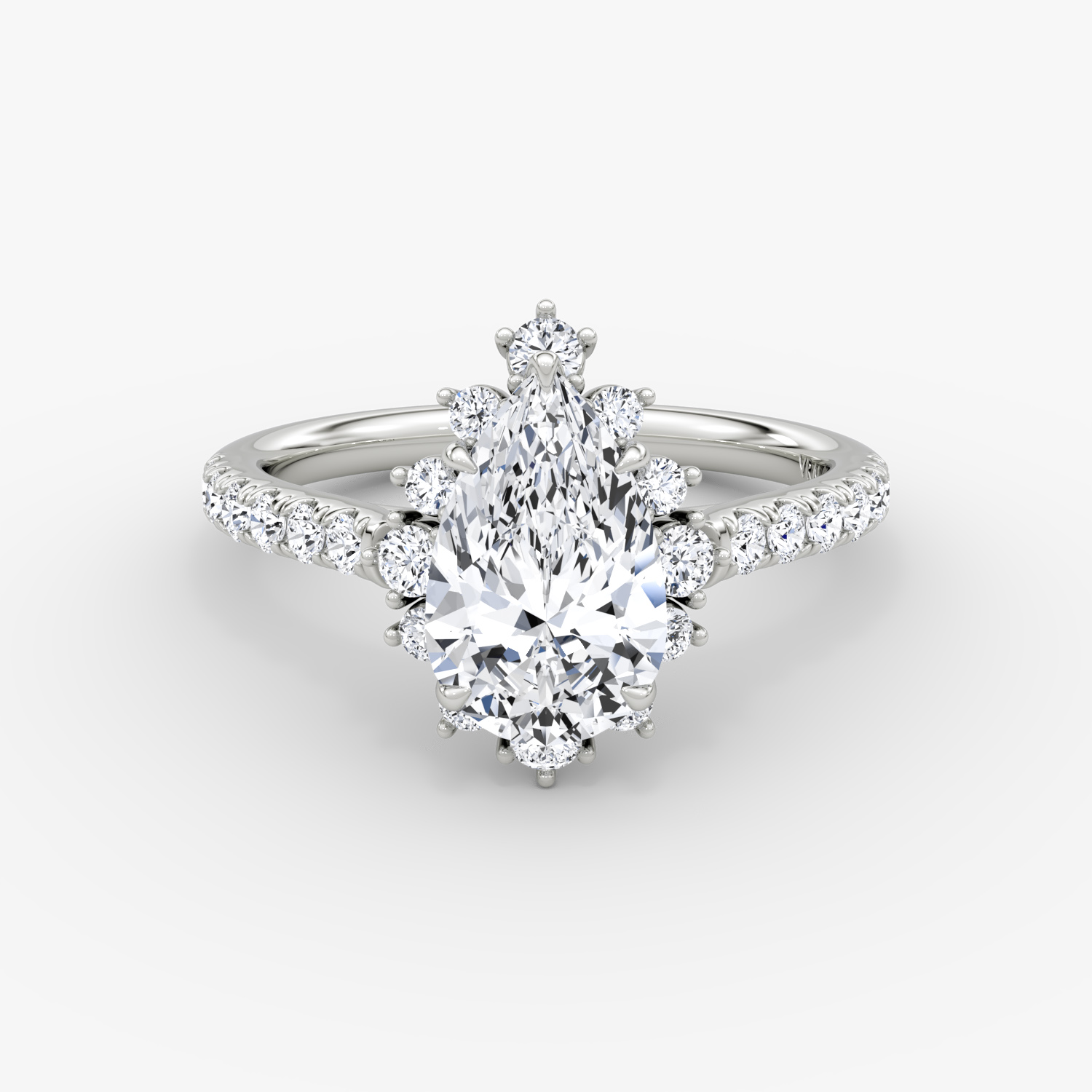 Aurora Halo Pear Engagement Ring | 18k White Gold