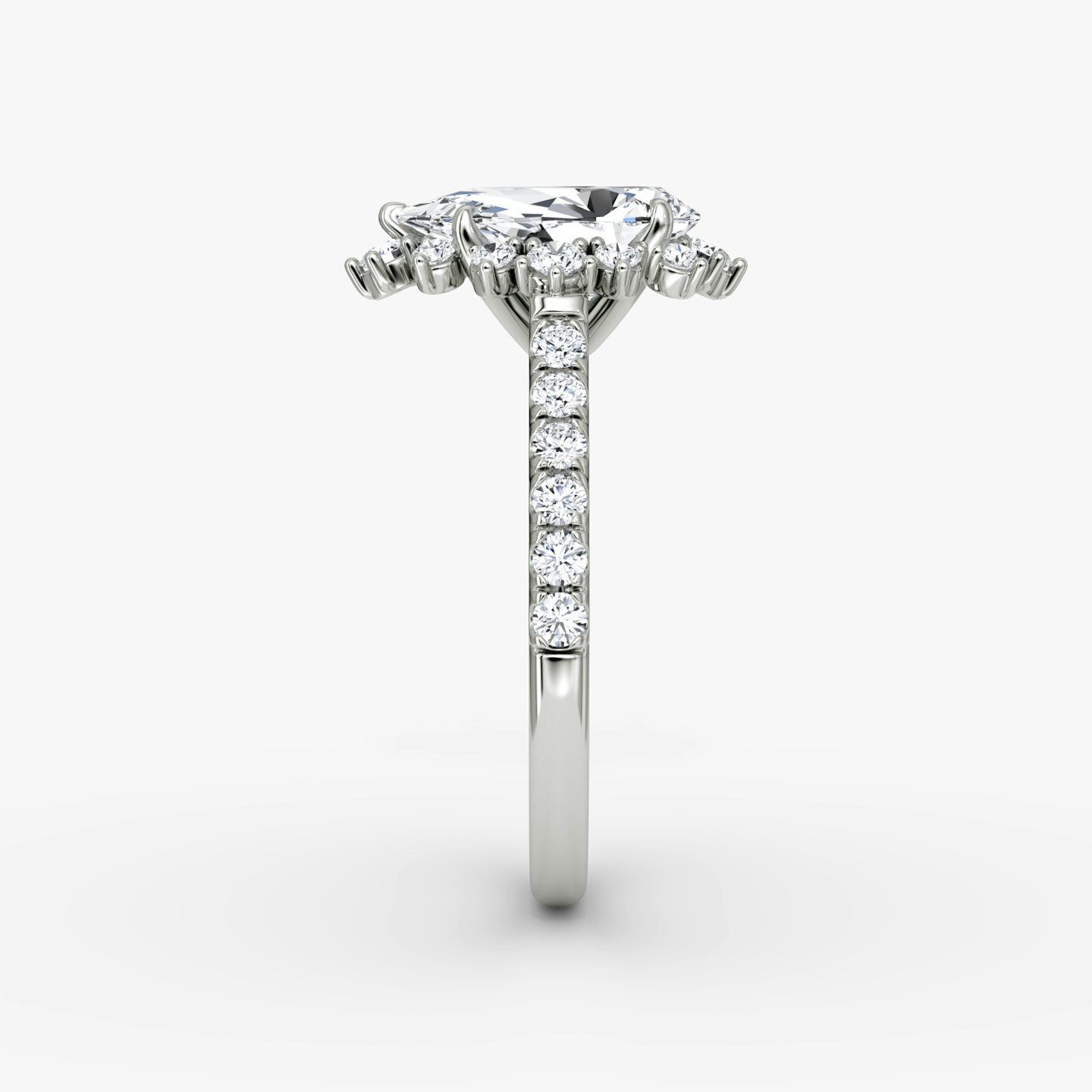 The Aurora Halo | Pear | 18k | 18k White Gold | Band: Pavé | Diamond orientation: vertical | Carat weight: See full inventory