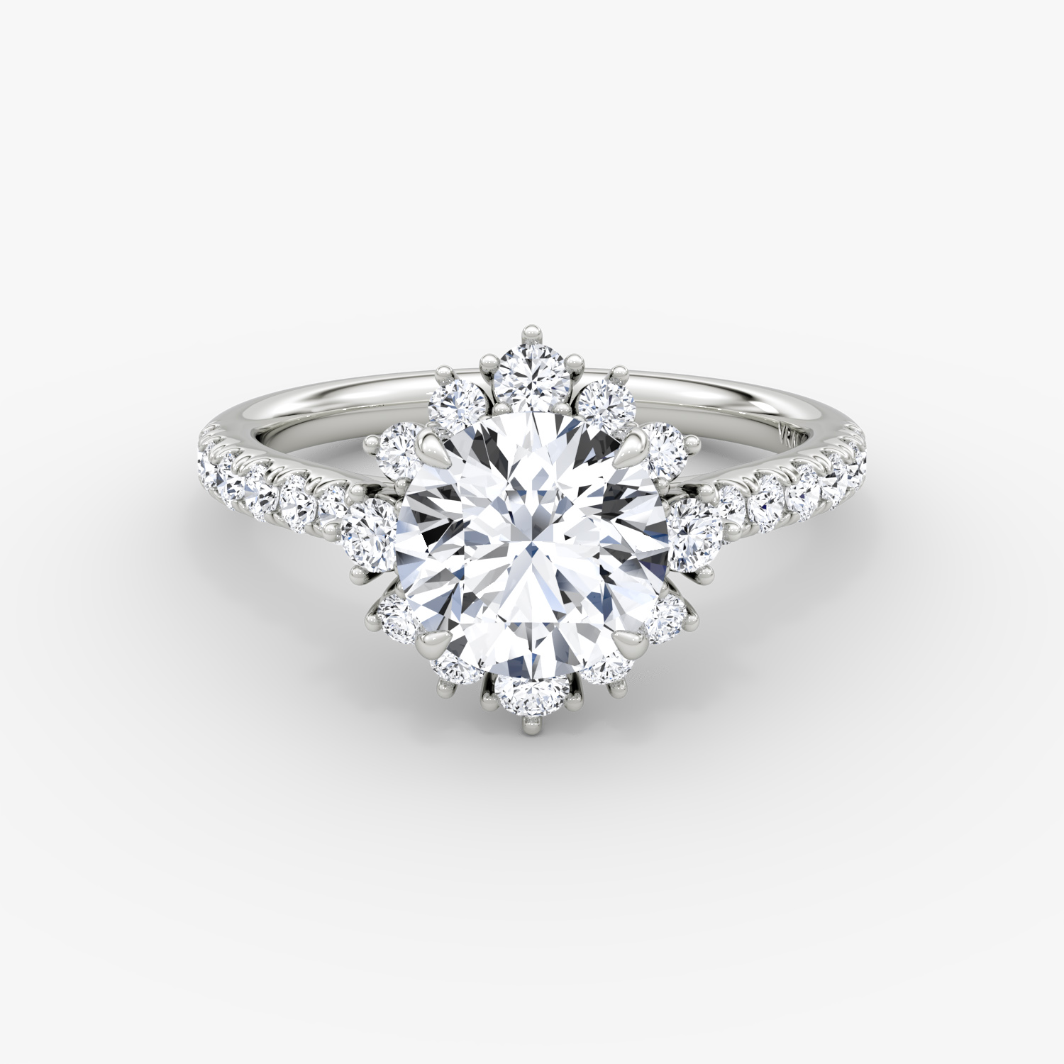 Aurora Halo Round Brilliant Engagement Ring | 18k White Gold