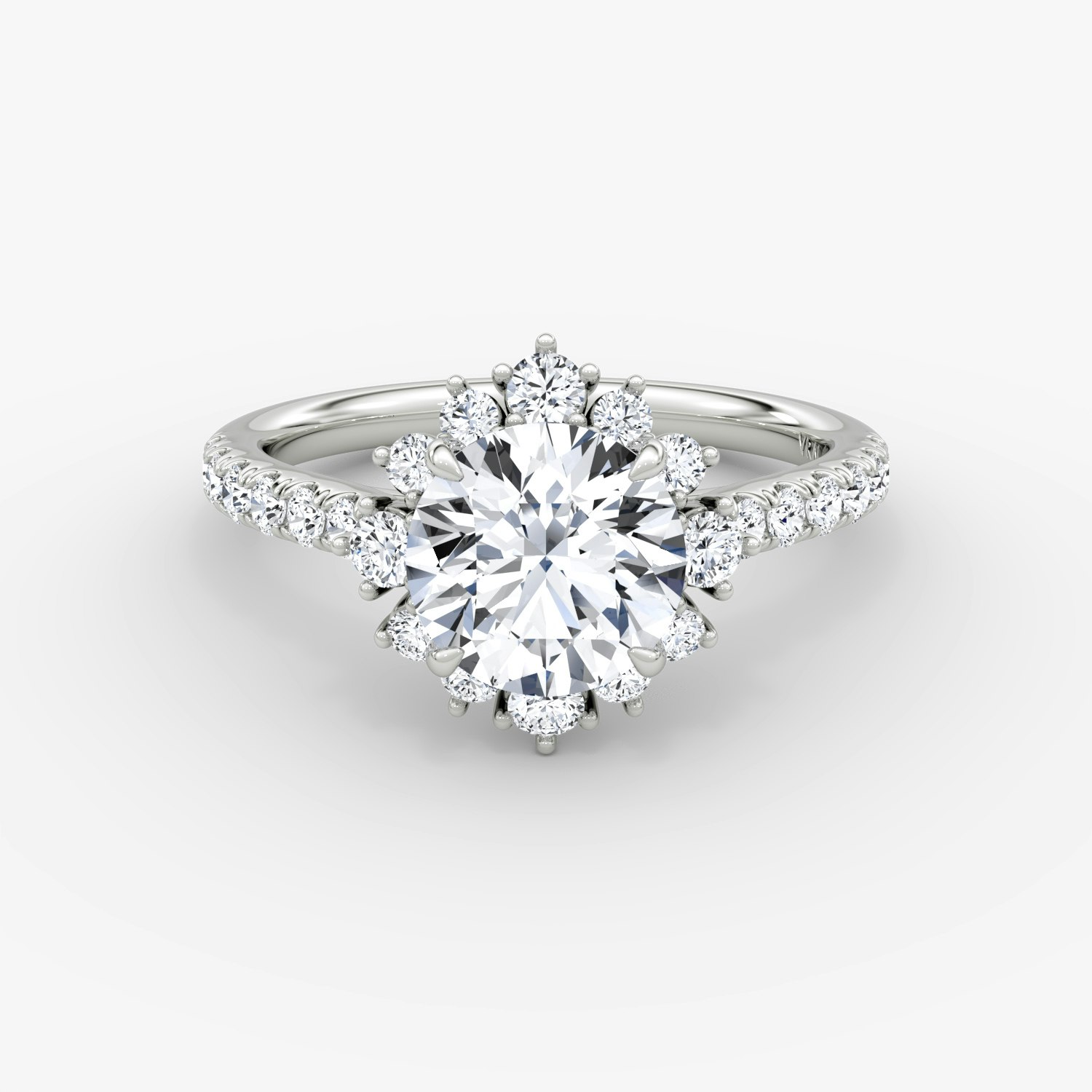 Aurora Halo Round Brilliant Engagement Ring | 18k White Gold