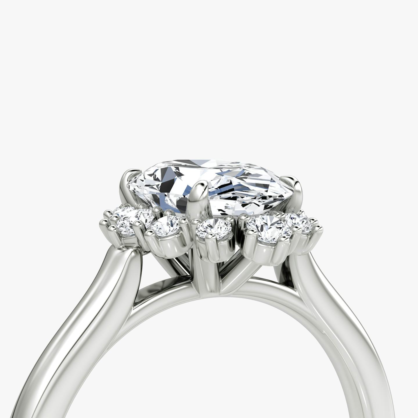 The Aurora Halo | Oval | 18k | 18k White Gold | Band: Plain | Diamond orientation: vertical | Carat weight: See full inventory