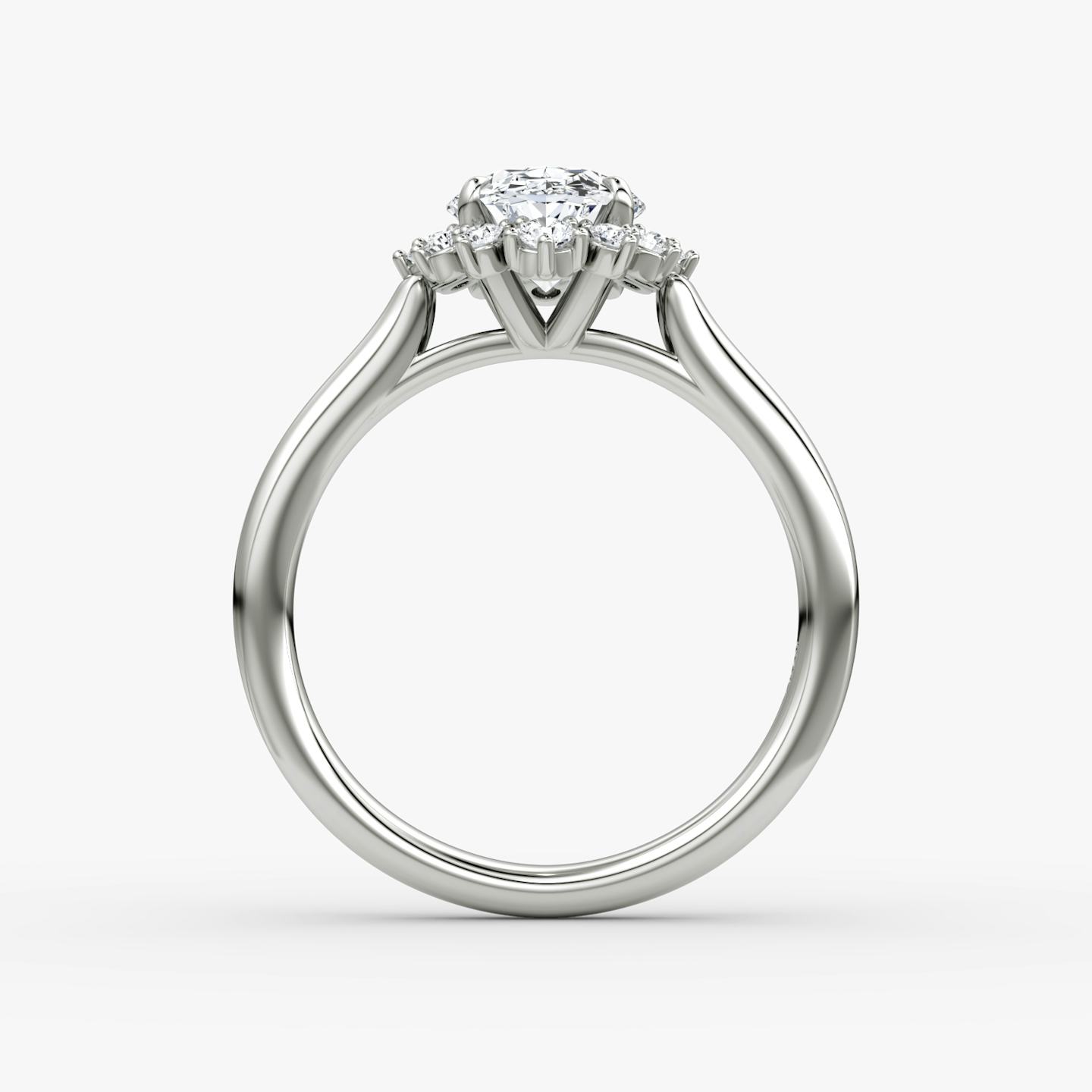 The Aurora Halo | Oval | 18k | 18k White Gold | Band: Plain | Diamond orientation: vertical | Carat weight: See full inventory