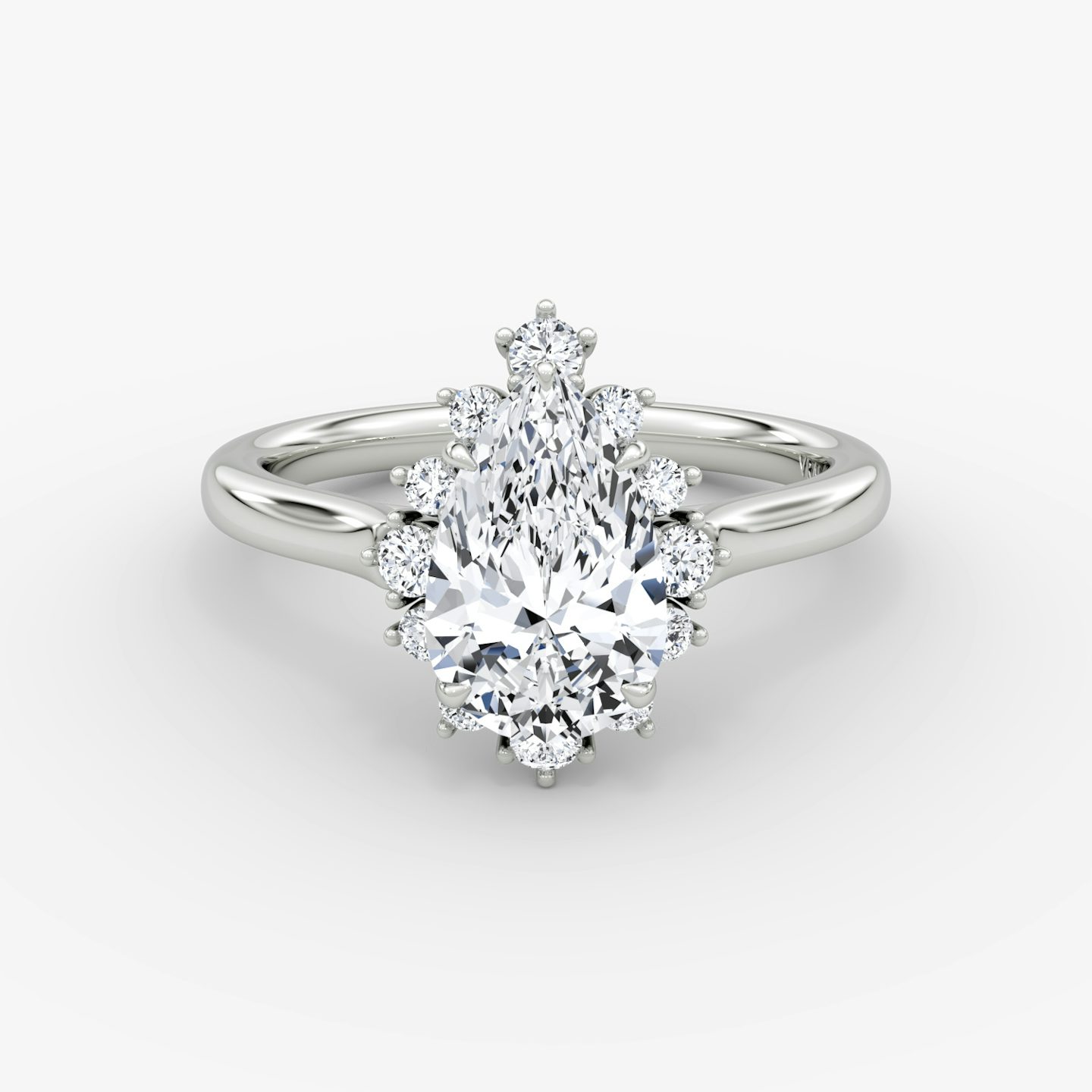 The Aurora Halo | Pear | 18k | 18k White Gold | Band: Plain | Diamond orientation: vertical | Carat weight: See full inventory