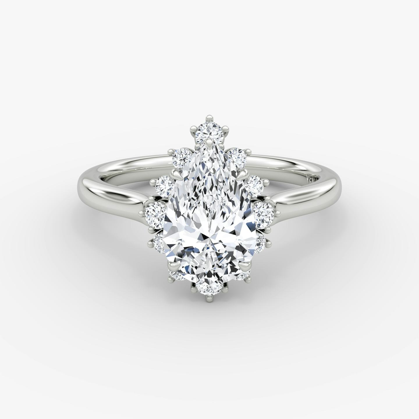 The Aurora Halo | Pear | 18k | 18k White Gold | Band: Plain | Diamond orientation: vertical | Carat weight: See full inventory