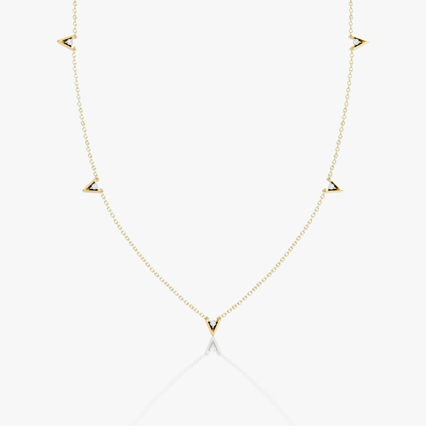 VRAI V Petite Station Necklace | Round Brilliant | 14k | 18k Yellow Gold | Chain length: 16-18