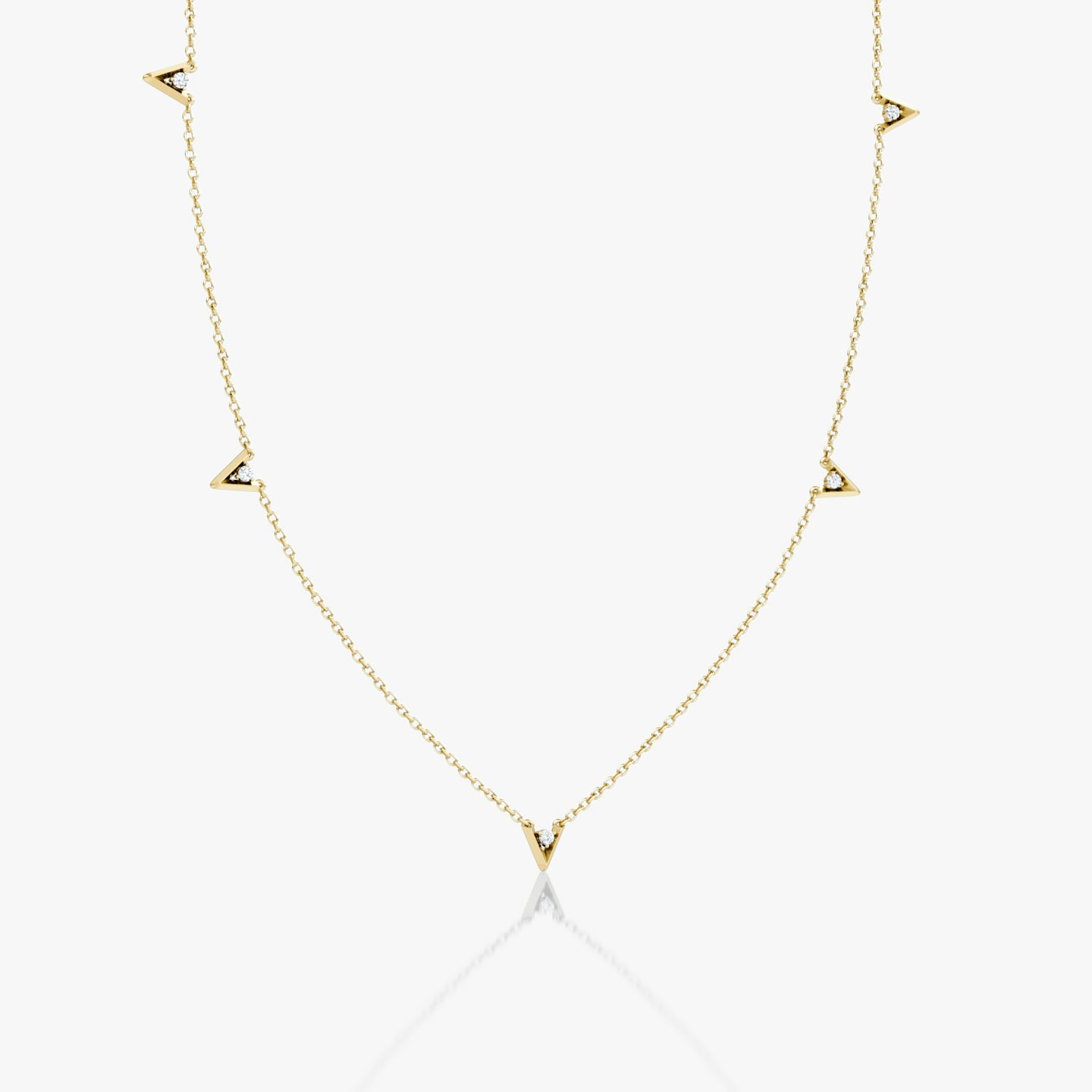 VRAI V Petite Station Necklace | round-brilliant | 14k | yellow-gold | chainLength: 16-18