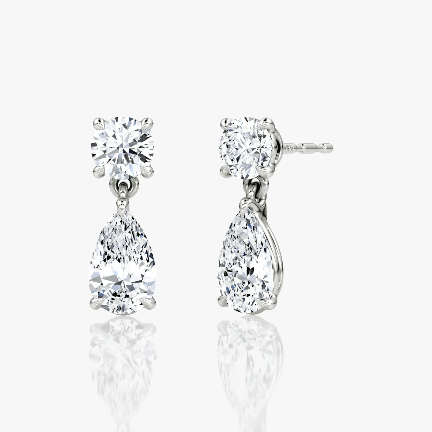 Signature Drop Earring | Round Brilliant and Pear | 14k | 18k White Gold | Carat weight: 3/4