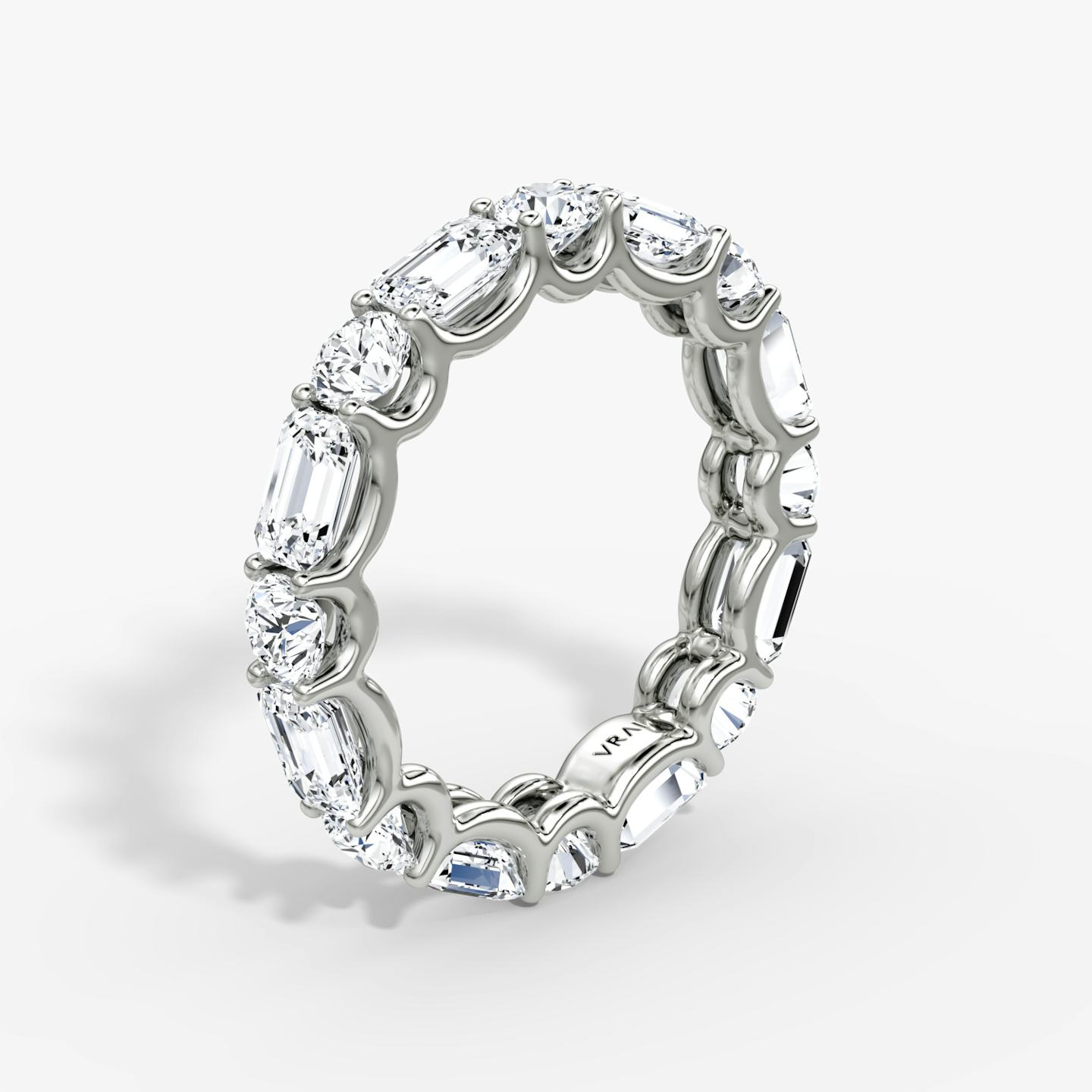 Alternating Shapes Eternity Ring | Rund und Emerald | 18k | 18k Weißgold
