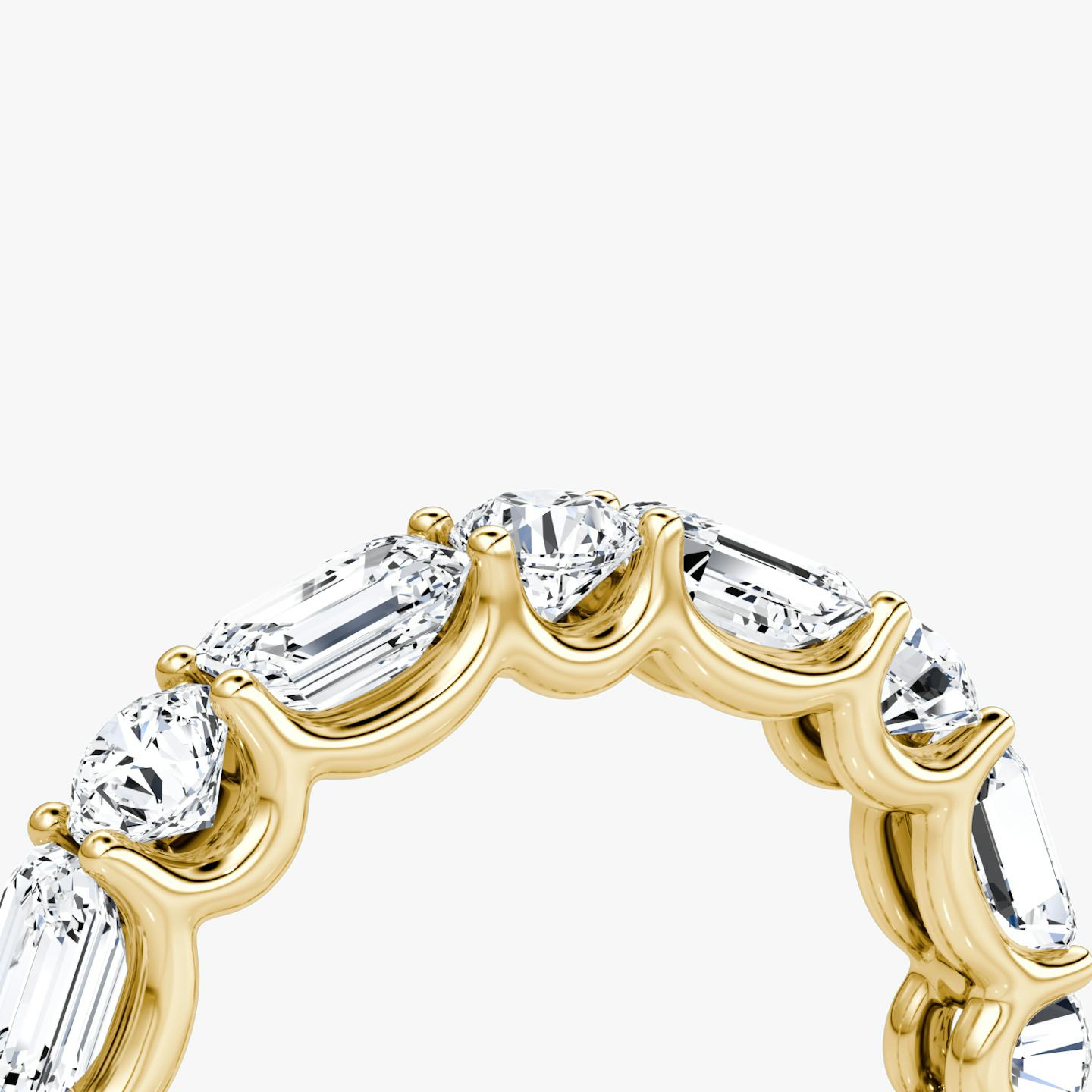 Alternating Shapes Eternity Band | Round Brilliant and Emerald | 18k | 18k Yellow Gold