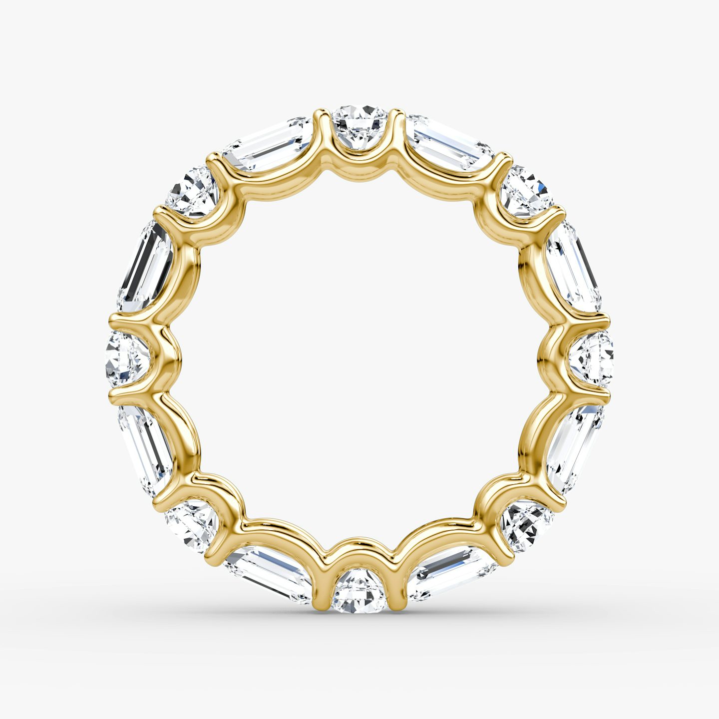 Alternating Shapes Eternity Ring | Rund und Emerald | 18k | 18k Gelbgold