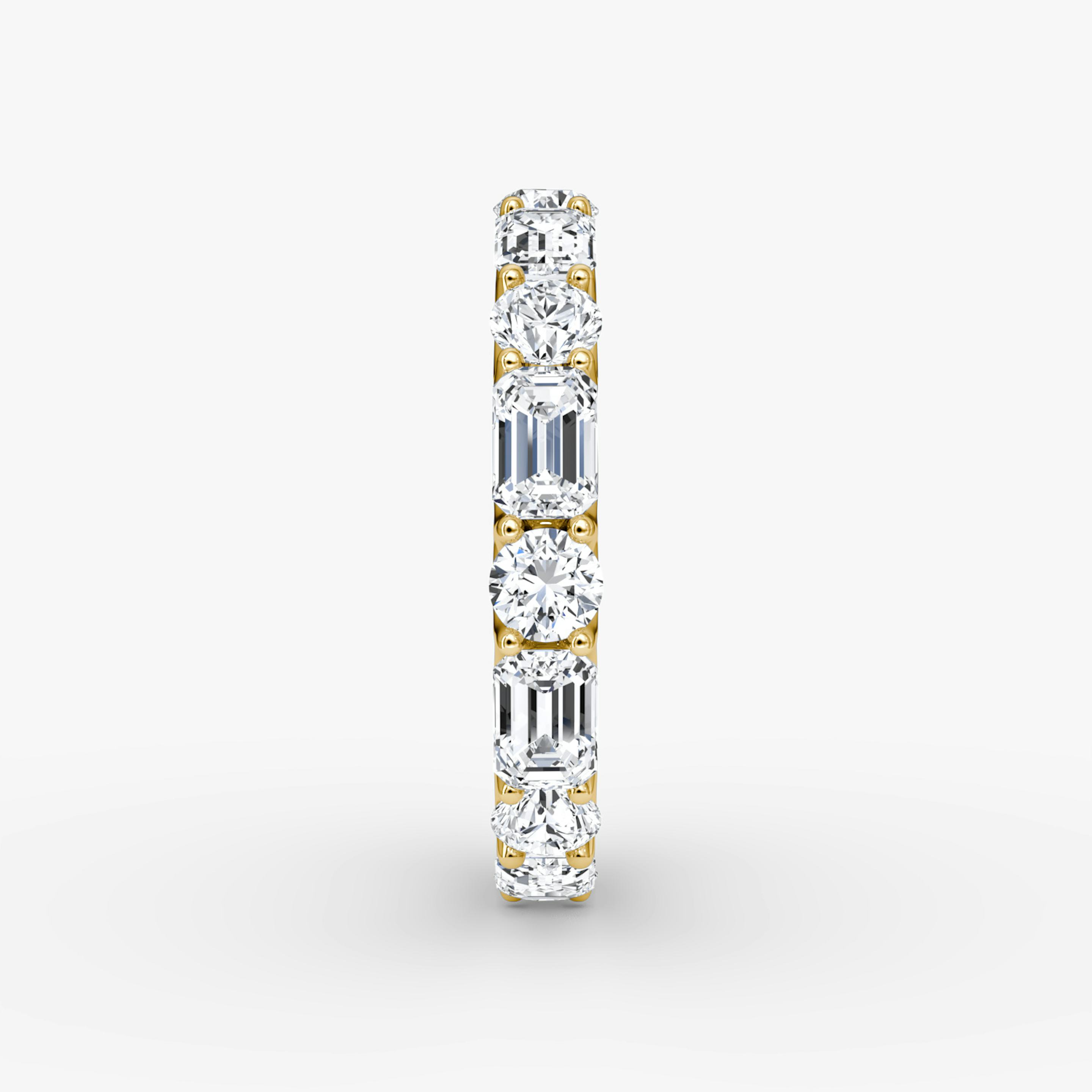 Alternating Shapes Eternity Band | Round Brilliant and Emerald | 18k | 18k Yellow Gold