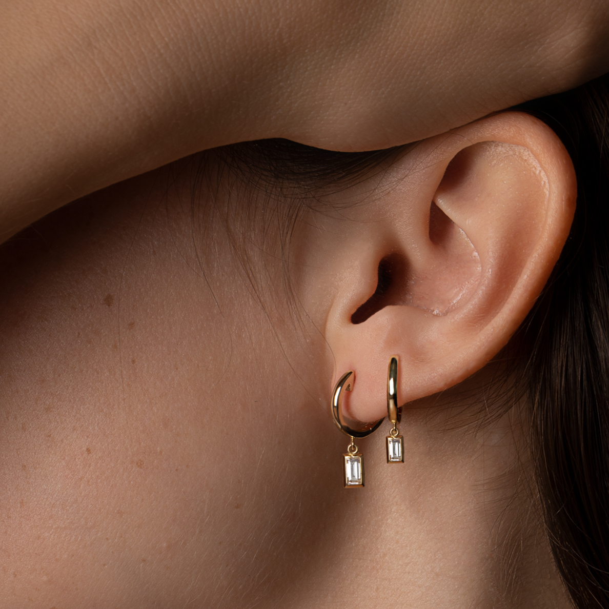 Lab Grown Diamond Bezel Drop Huggie Hoops VRAI