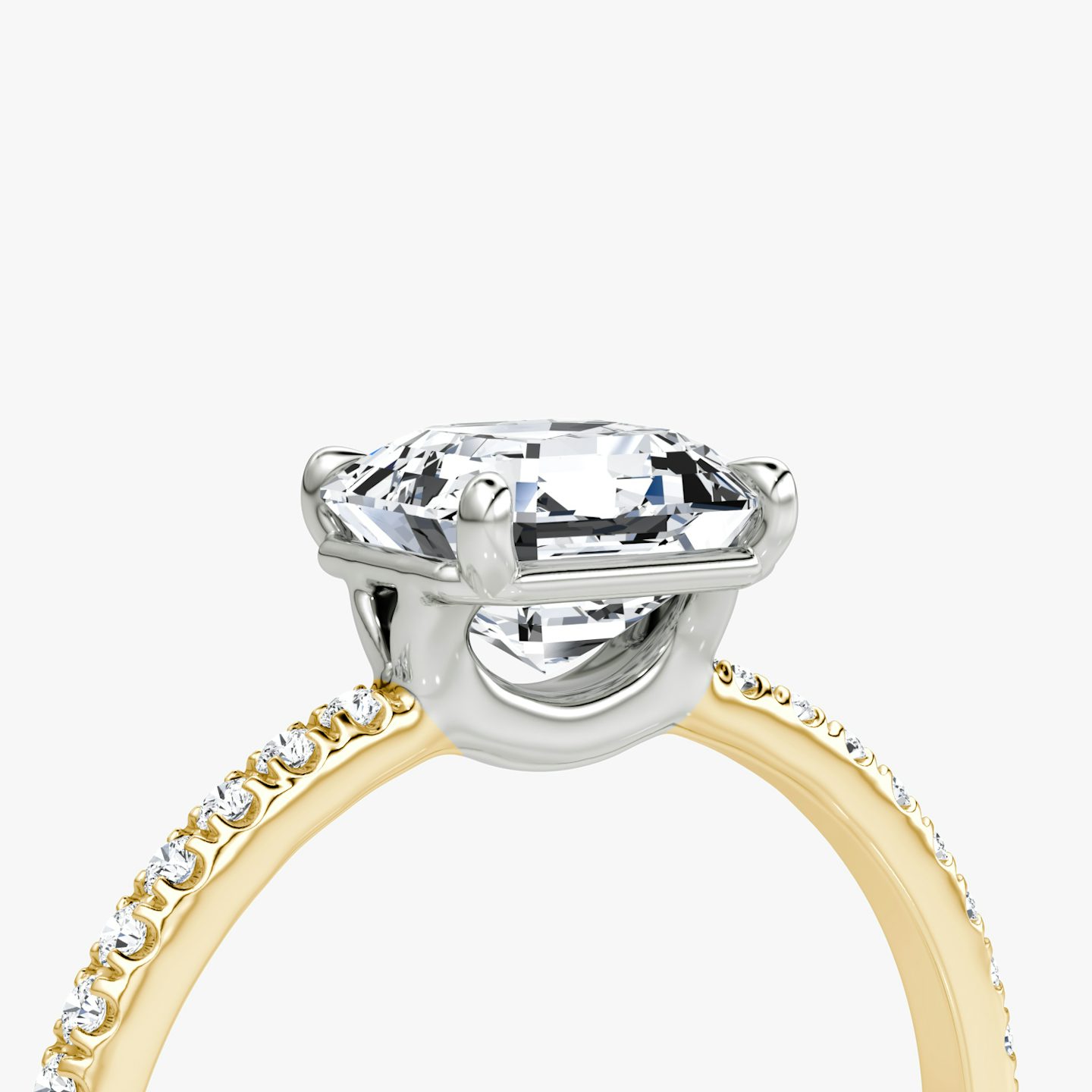 The Signature | Asscher | 18k | 18k Yellow Gold and Platinum | Band: Pavé | Band width: Standard | Setting style: Plain | Diamond orientation: vertical | Carat weight: See full inventory