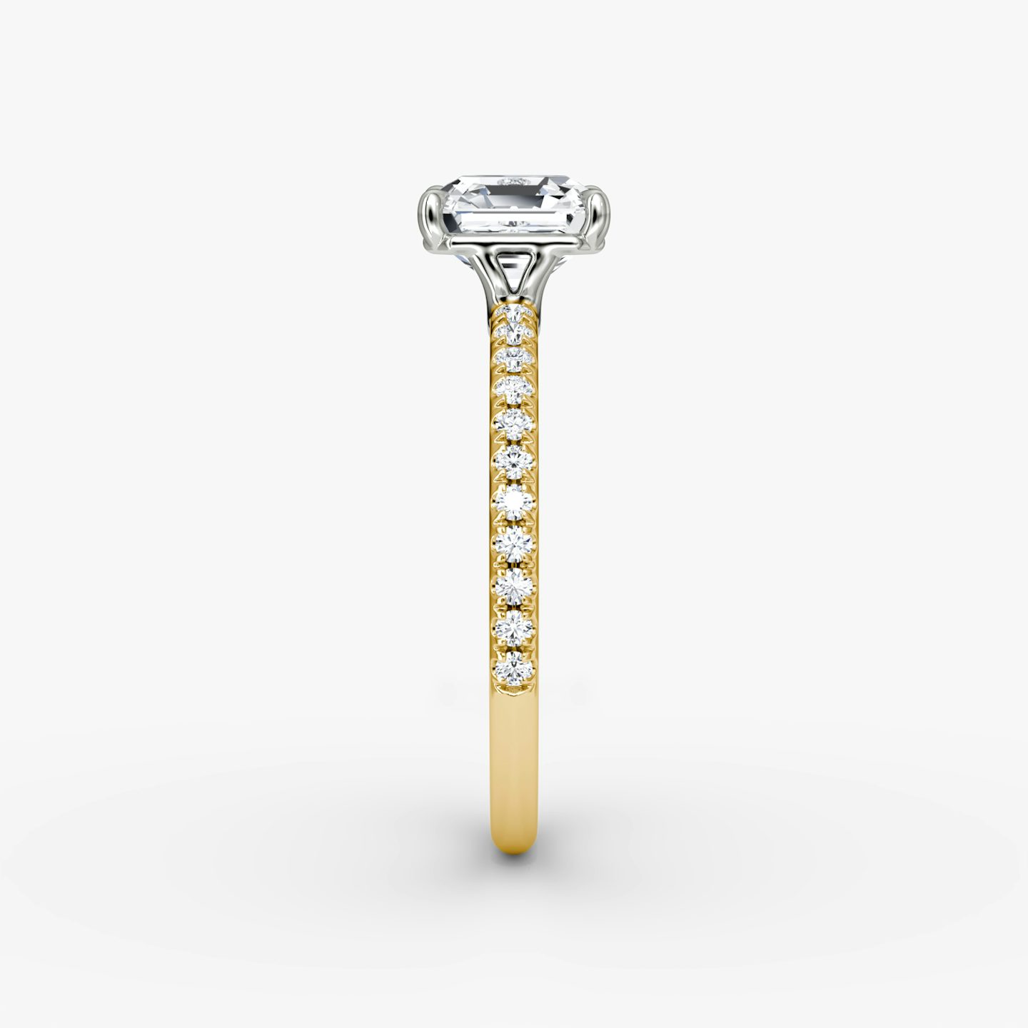 The Signature | Asscher | 18k | 18k Yellow Gold and Platinum | Band: Pavé | Band width: Standard | Setting style: Plain | Diamond orientation: vertical | Carat weight: See full inventory
