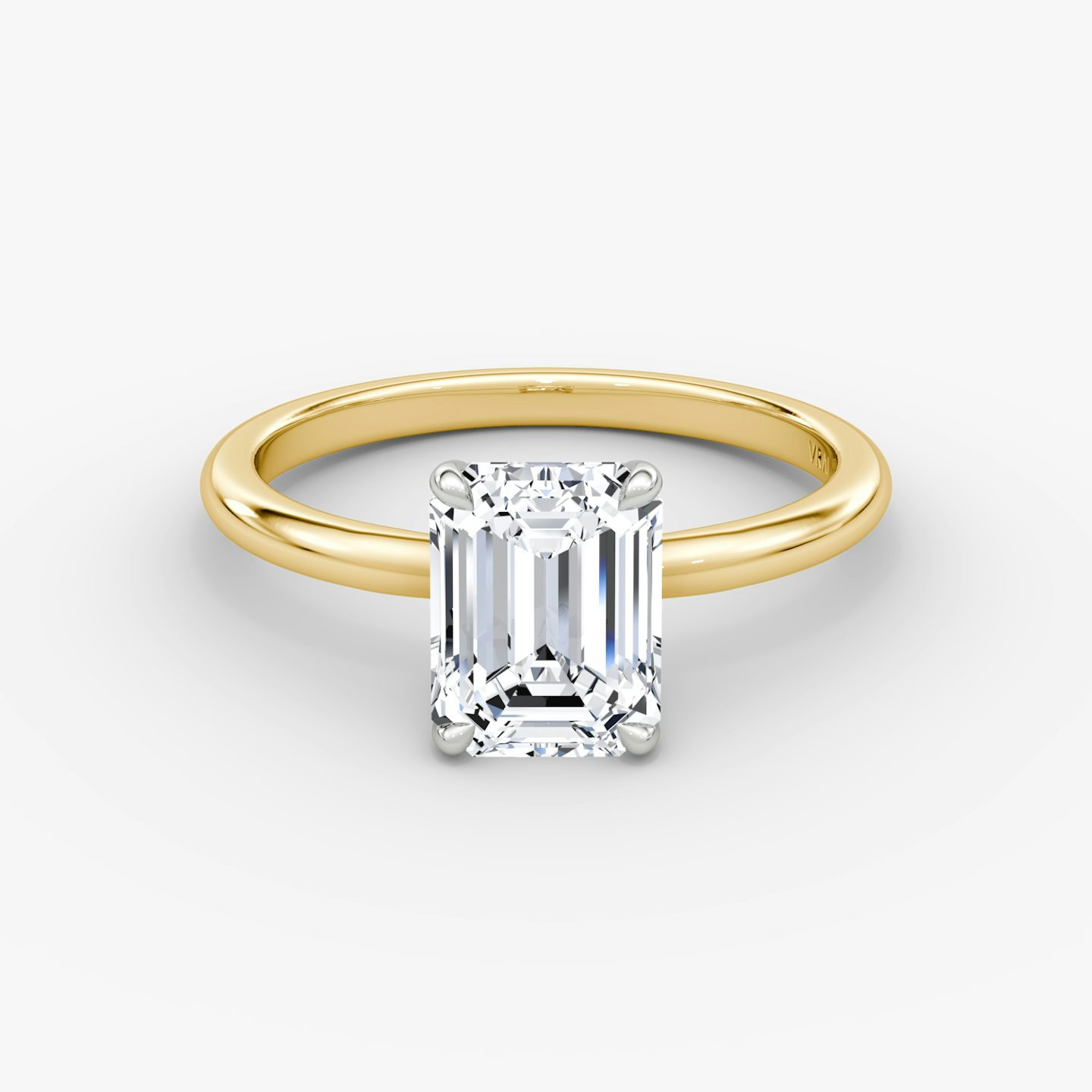 The Signature | Emerald | 18k | 18k Yellow Gold and Platinum | Band: Plain | Band width: Standard | Setting style: Plain | Diamond orientation: vertical | Carat weight: See full inventory