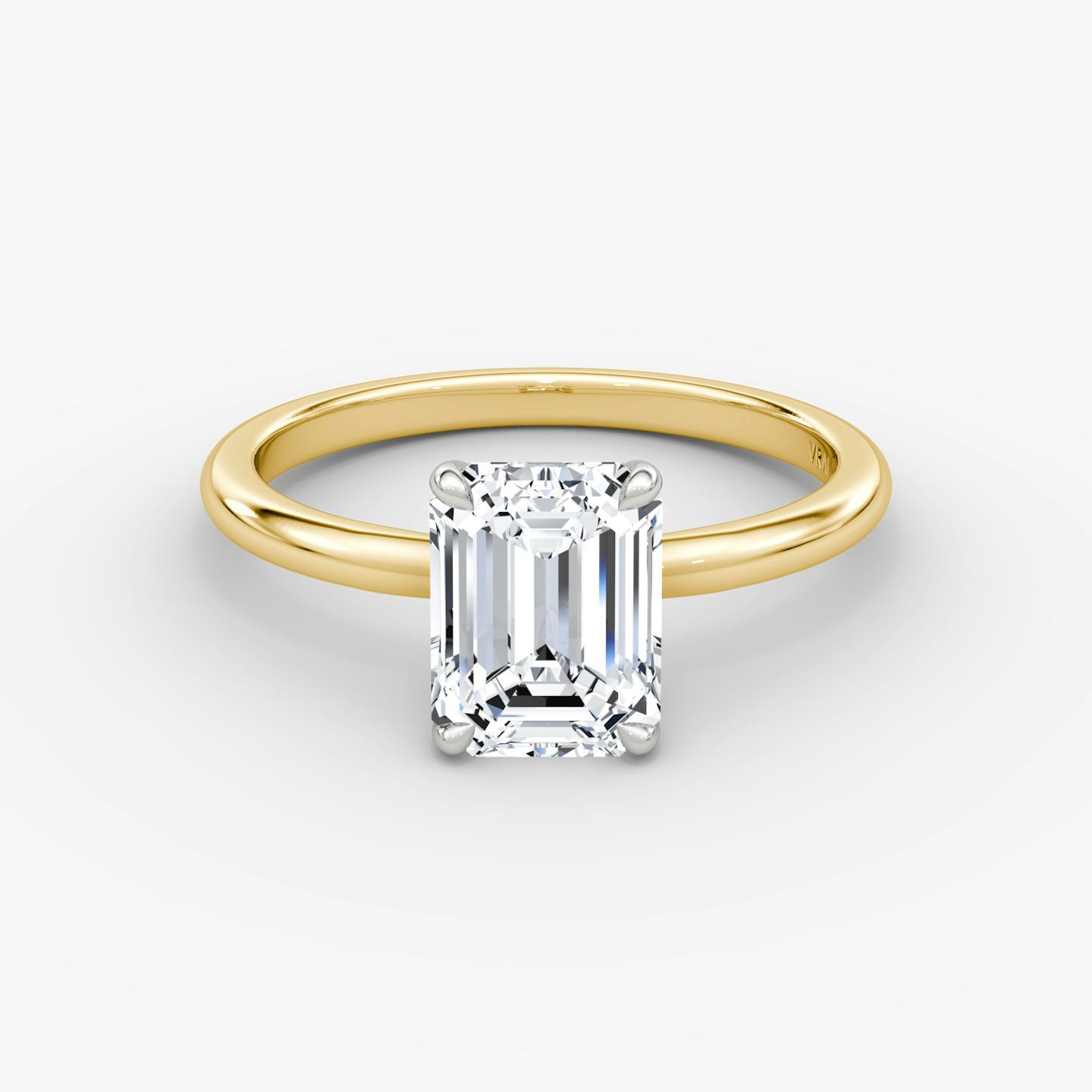 The Signature | Emerald | 18k | 18k Yellow Gold and Platinum | Band width: Standard | Band: Plain | Setting style: Plain | Diamond orientation: vertical | Carat weight: See full inventory