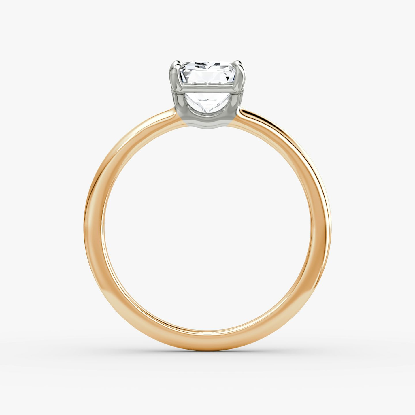 The Signature | Emerald | 14k | 14k Rose Gold and Platinum | Band: Plain | Band width: Standard | Setting style: Plain | Diamond orientation: vertical | Carat weight: See full inventory
