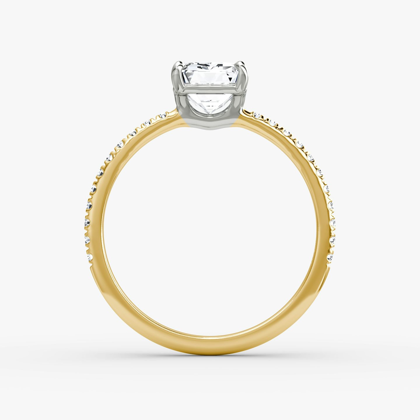 The Signature | Emerald | 18k | 18k Yellow Gold and Platinum | Band: Pavé | Band width: Standard | Setting style: Plain | Diamond orientation: vertical | Carat weight: See full inventory