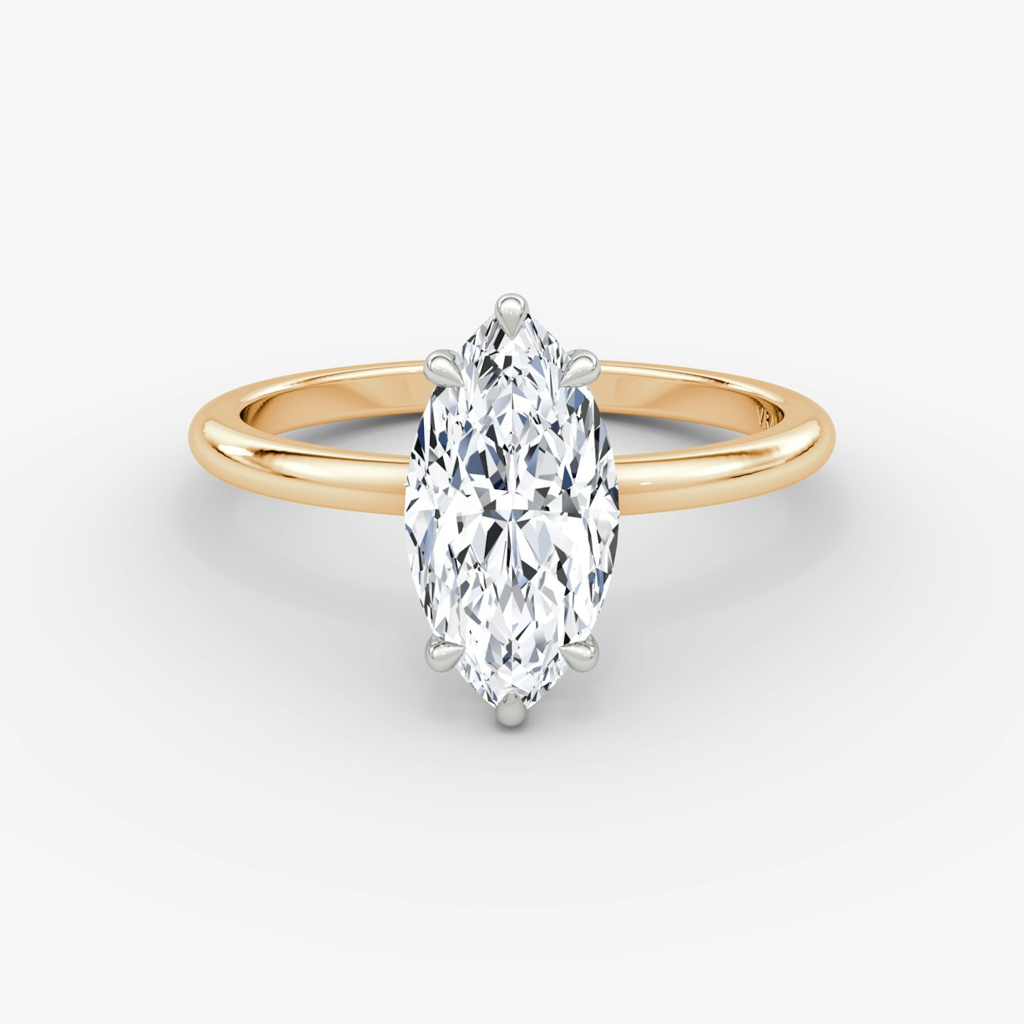 The Signature | Pavé Marquise | 14k | 14k Rose Gold and Platinum | Band: Plain | Band width: Standard | Setting style: Plain | Diamond orientation: vertical | Carat weight: See full inventory
