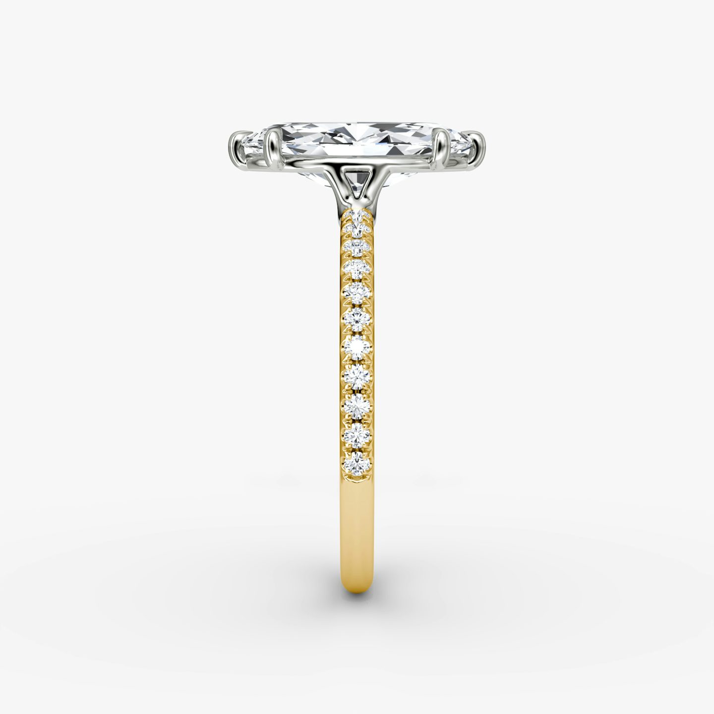 The Signature | Pavé Marquise | 18k | 18k Yellow Gold and Platinum | Band width: Standard | Band: Pavé | Setting style: Plain | Diamond orientation: vertical | Carat weight: See full inventory