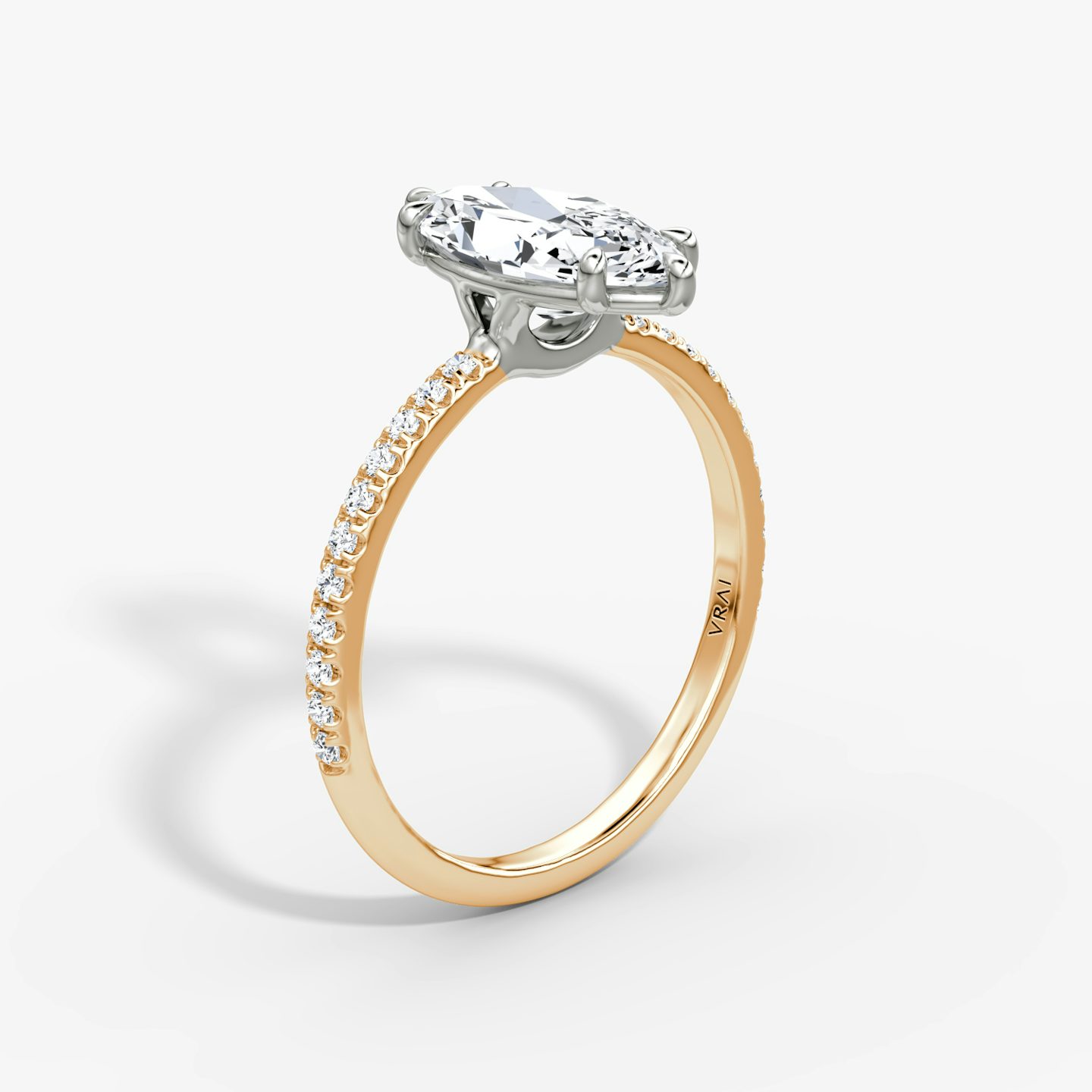 The Signature | Pavé Marquise | 14k | 14k Rose Gold and Platinum | Band width: Standard | Band: Pavé | Setting style: Plain | Diamond orientation: vertical | Carat weight: See full inventory