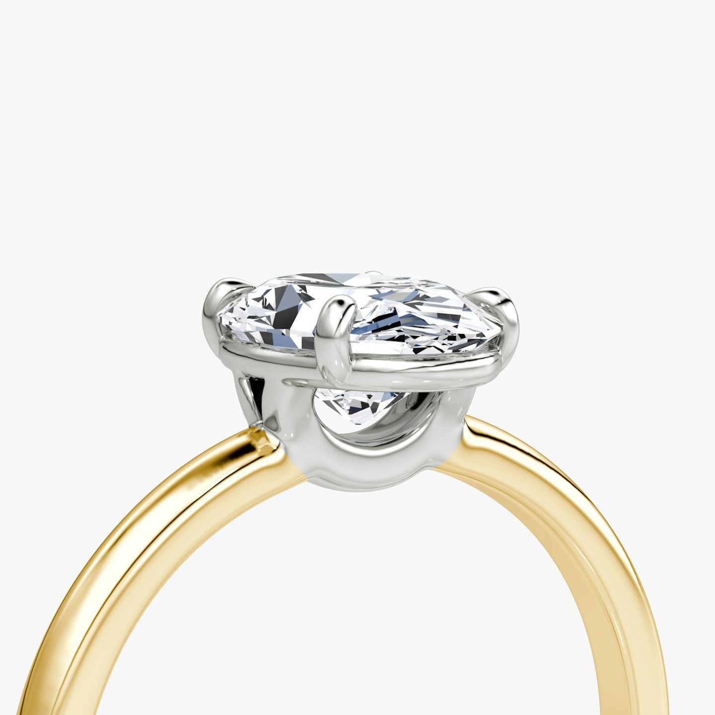 The Signature | Oval | 18k | 18k Yellow Gold and Platinum | Band: Plain | Band width: Standard | Setting style: Plain | Diamond orientation: vertical | Carat weight: See full inventory
