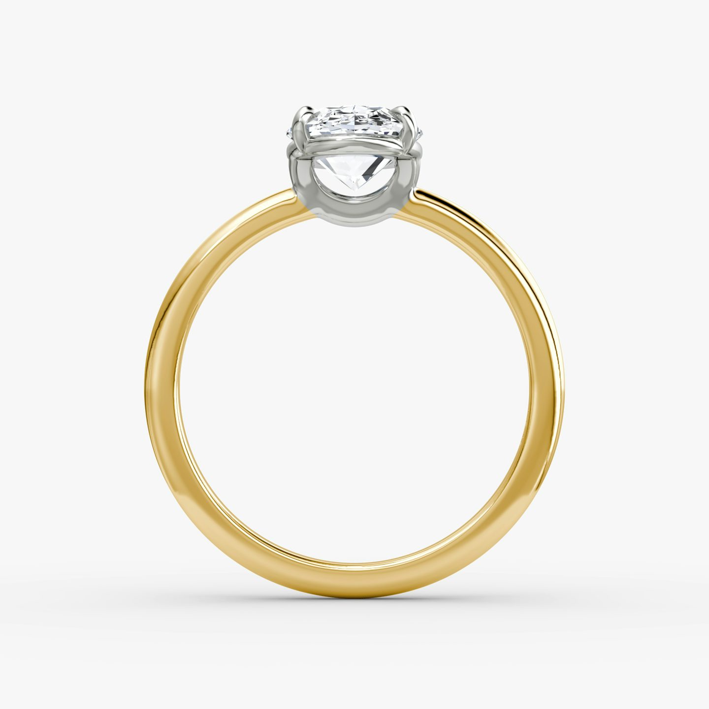 The Signature | Oval | 18k | 18k Yellow Gold and Platinum | Band: Plain | Band width: Standard | Setting style: Plain | Diamond orientation: vertical | Carat weight: See full inventory
