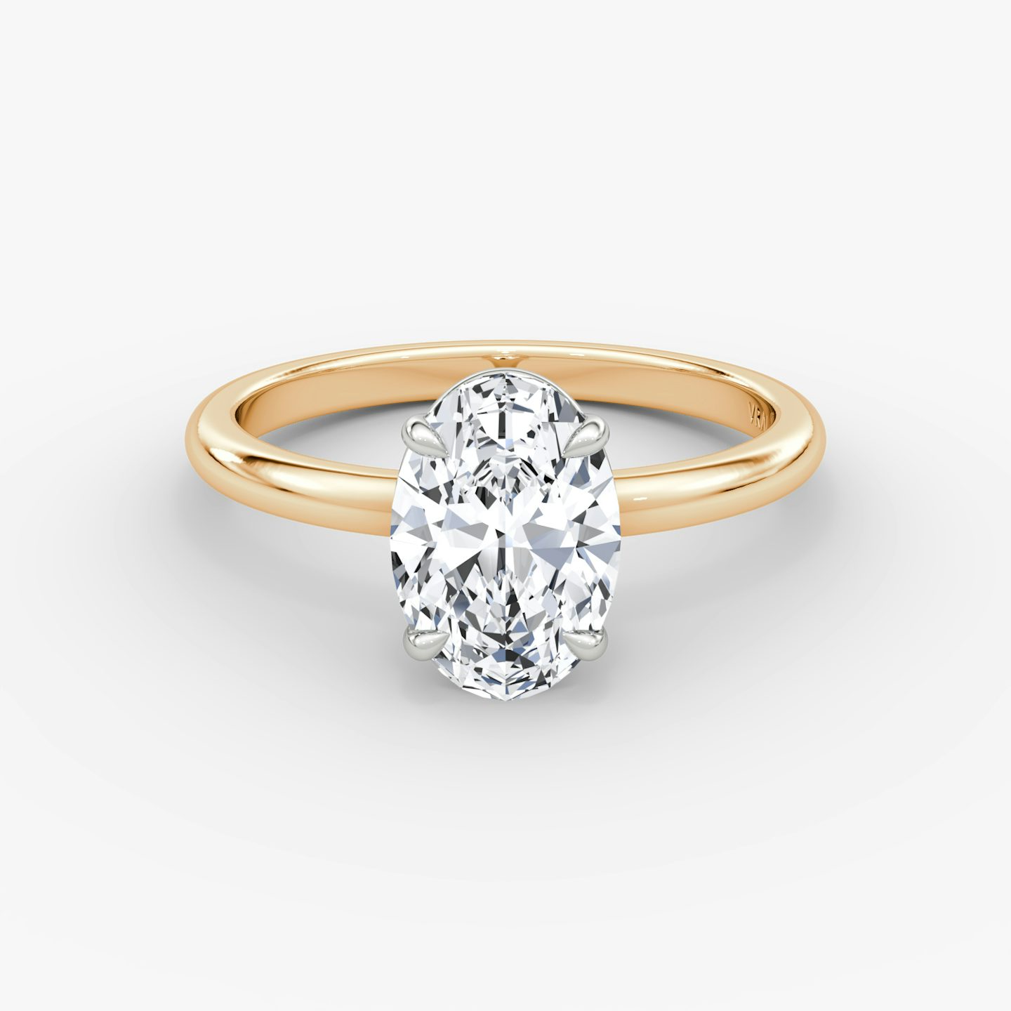 The Signature | Oval | 14k | 14k Rose Gold and Platinum | Band: Plain | Band width: Standard | Setting style: Plain | Diamond orientation: vertical | Carat weight: See full inventory