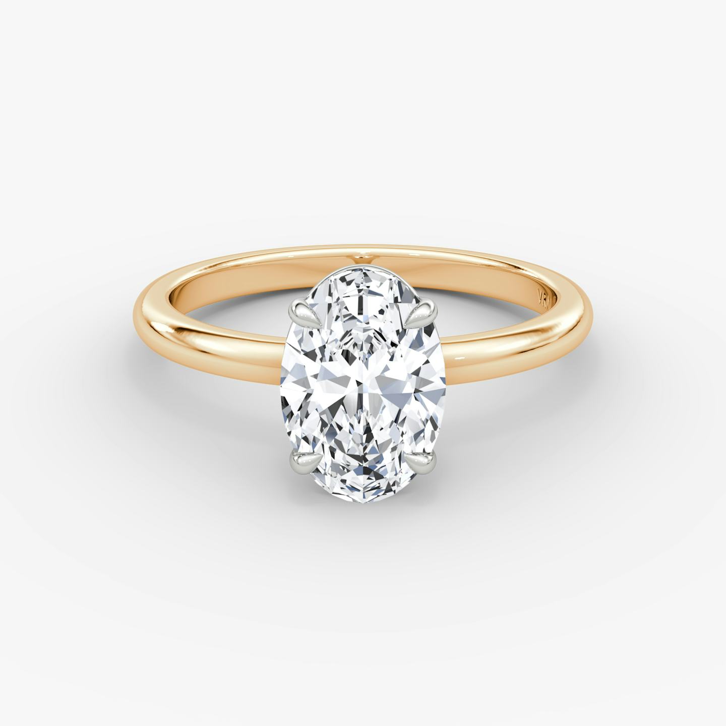The Signature | Oval | 14k | 14k Rose Gold and Platinum | Band width: Standard | Band: Plain | Setting style: Plain | Diamond orientation: vertical | Carat weight: See full inventory