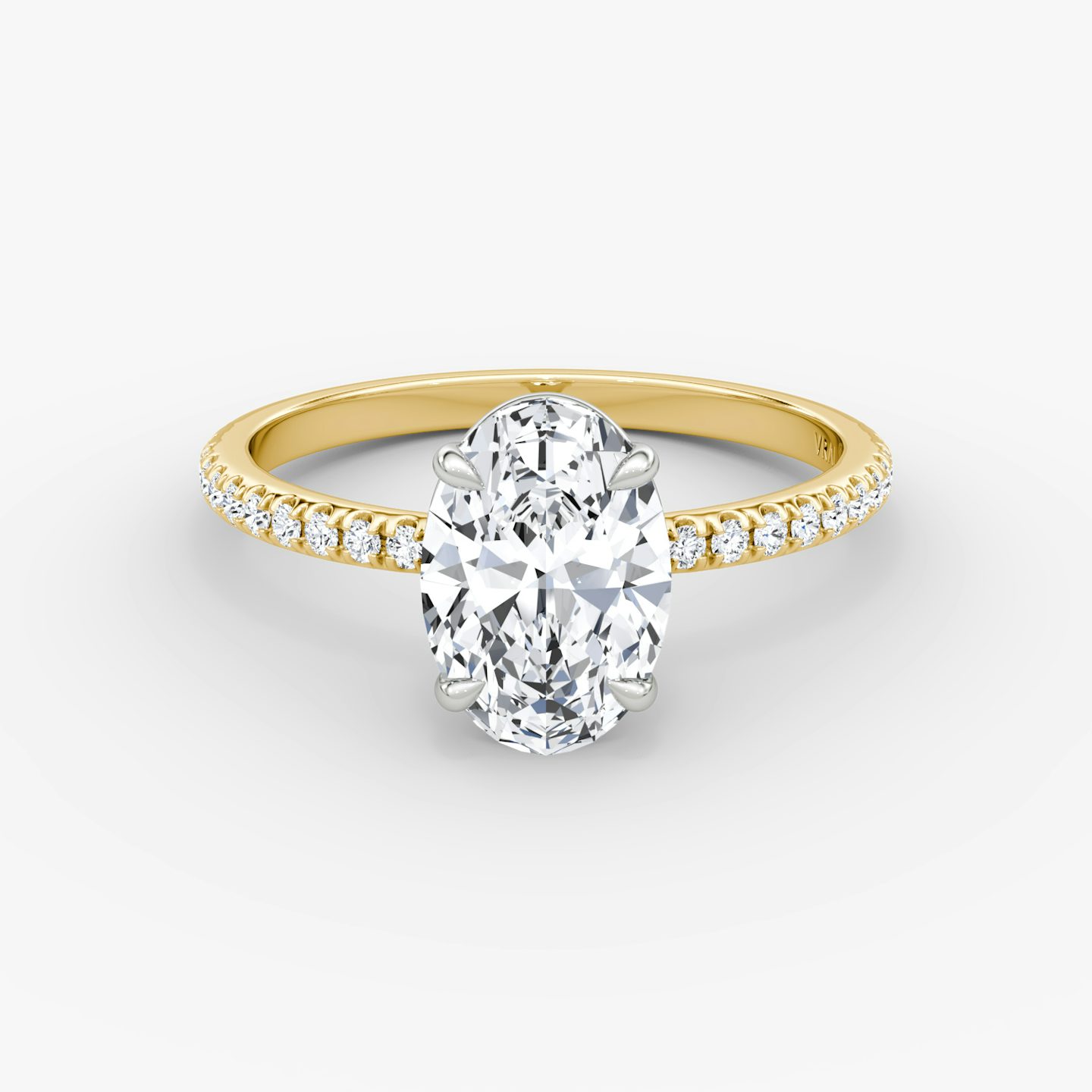 The Signature | Oval | 18k | 18k Yellow Gold and Platinum | Band: Pavé | Band width: Standard | Setting style: Plain | Diamond orientation: vertical | Carat weight: See full inventory