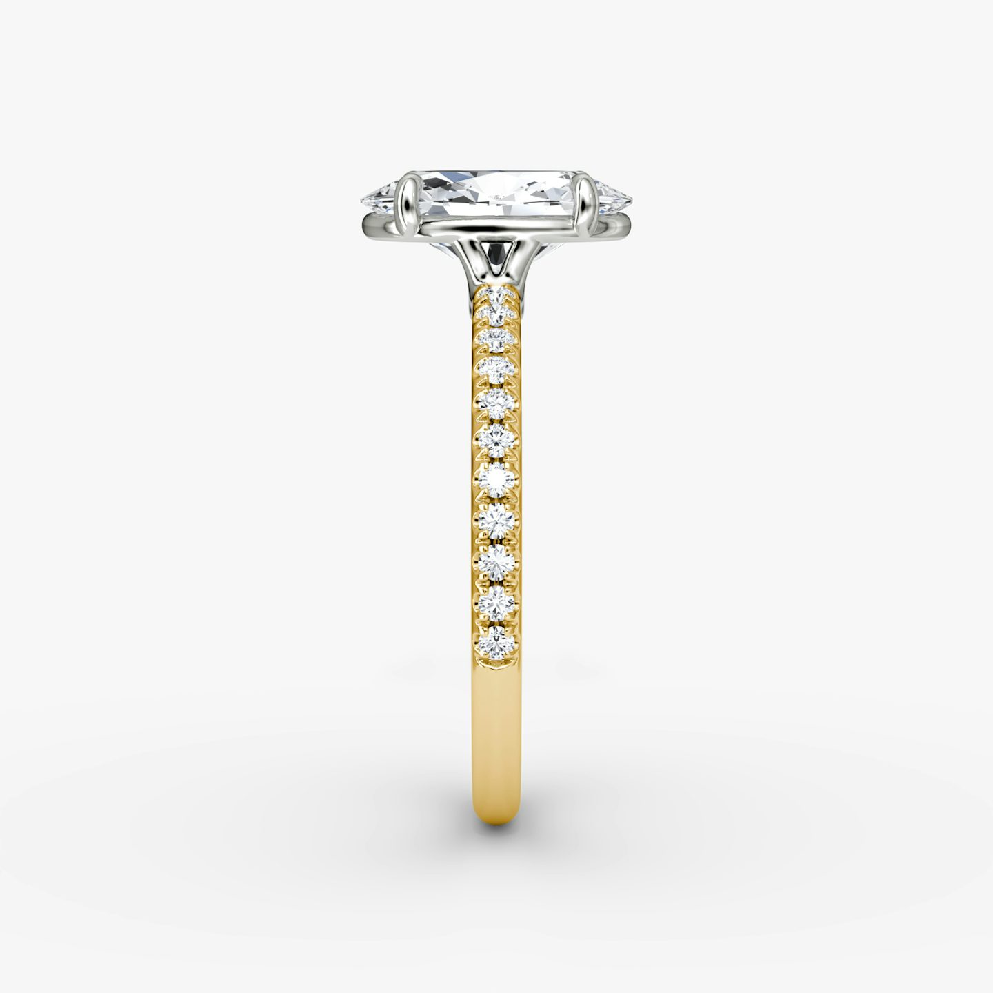 The Signature | Oval | 18k | 18k Yellow Gold and Platinum | Band width: Standard | Band: Pavé | Setting style: Plain | Diamond orientation: vertical | Carat weight: See full inventory