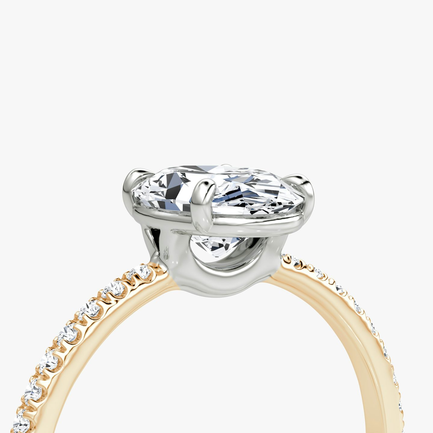 undefined | Oval | 14k | 14k Rose Gold and Platinum | Band width: Standard | Band: Pavé | Setting style: Plain | Diamond orientation: vertical | Carat weight: See full inventory