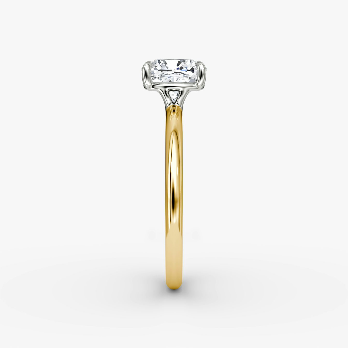 The Signature | Pavé Cushion | 18k | 18k Yellow Gold and Platinum | Band: Plain | Band width: Standard | Setting style: Plain | Diamond orientation: vertical | Carat weight: See full inventory